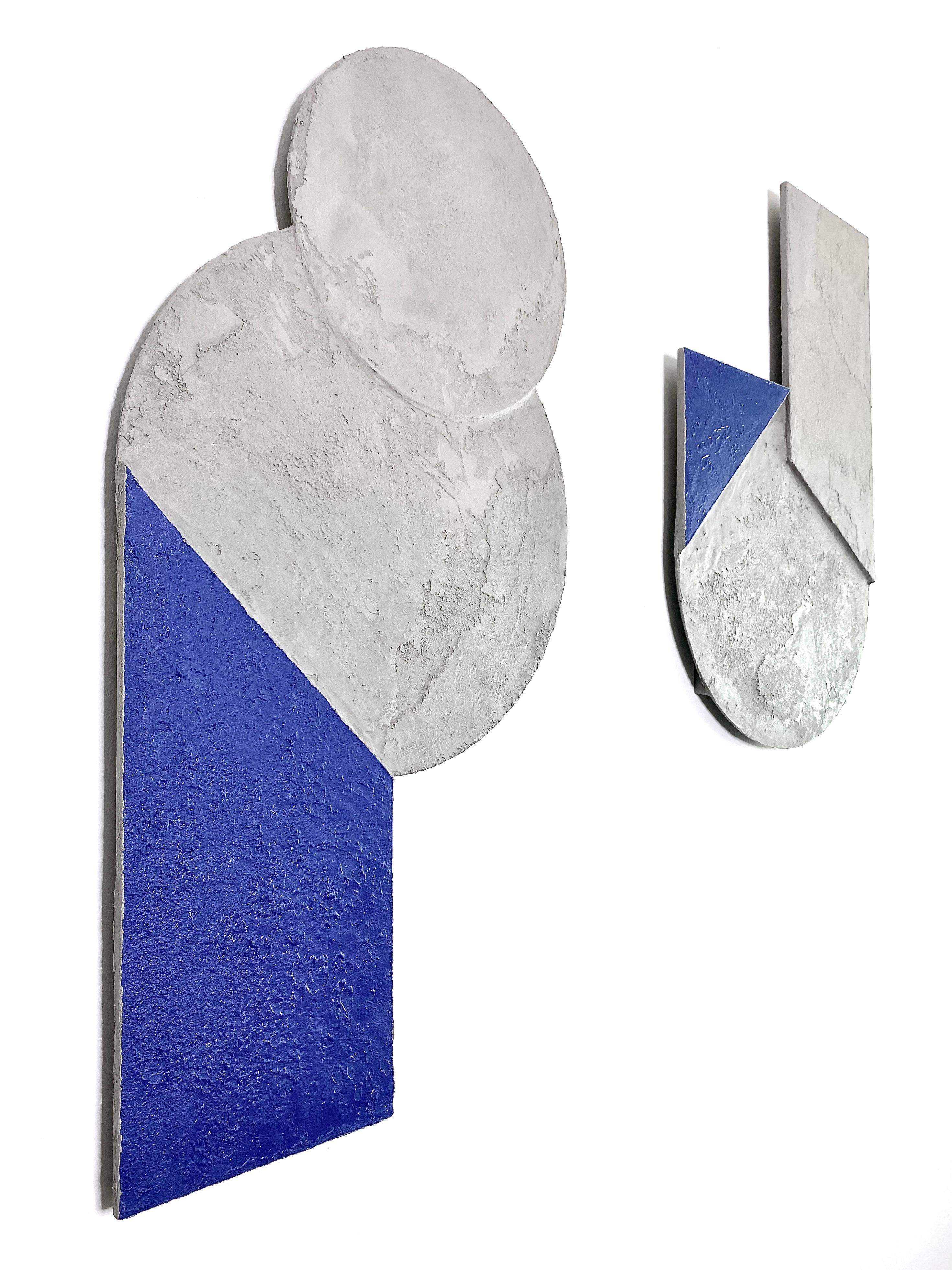 Mindset Blue - Sculpture murale géométrique en béton minéral faite à la main par le Bauhaus en vente 10