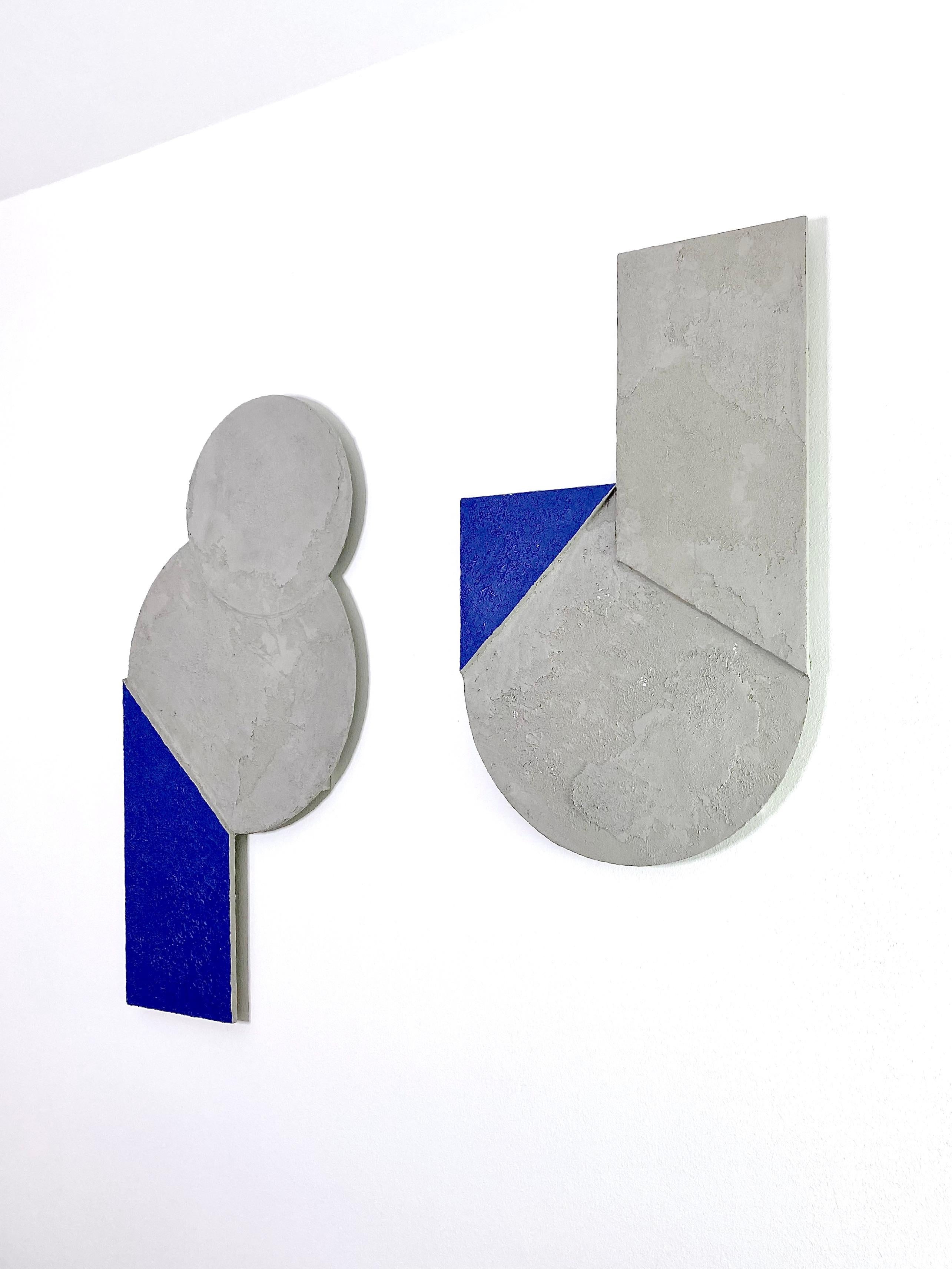 Mindset Blue - Sculpture murale géométrique en béton minéral faite à la main par le Bauhaus en vente 11