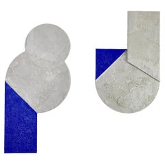Mindset Blue - Handgefertigte Bauhaus Geometrische Mineral-Beton Wandskulptur