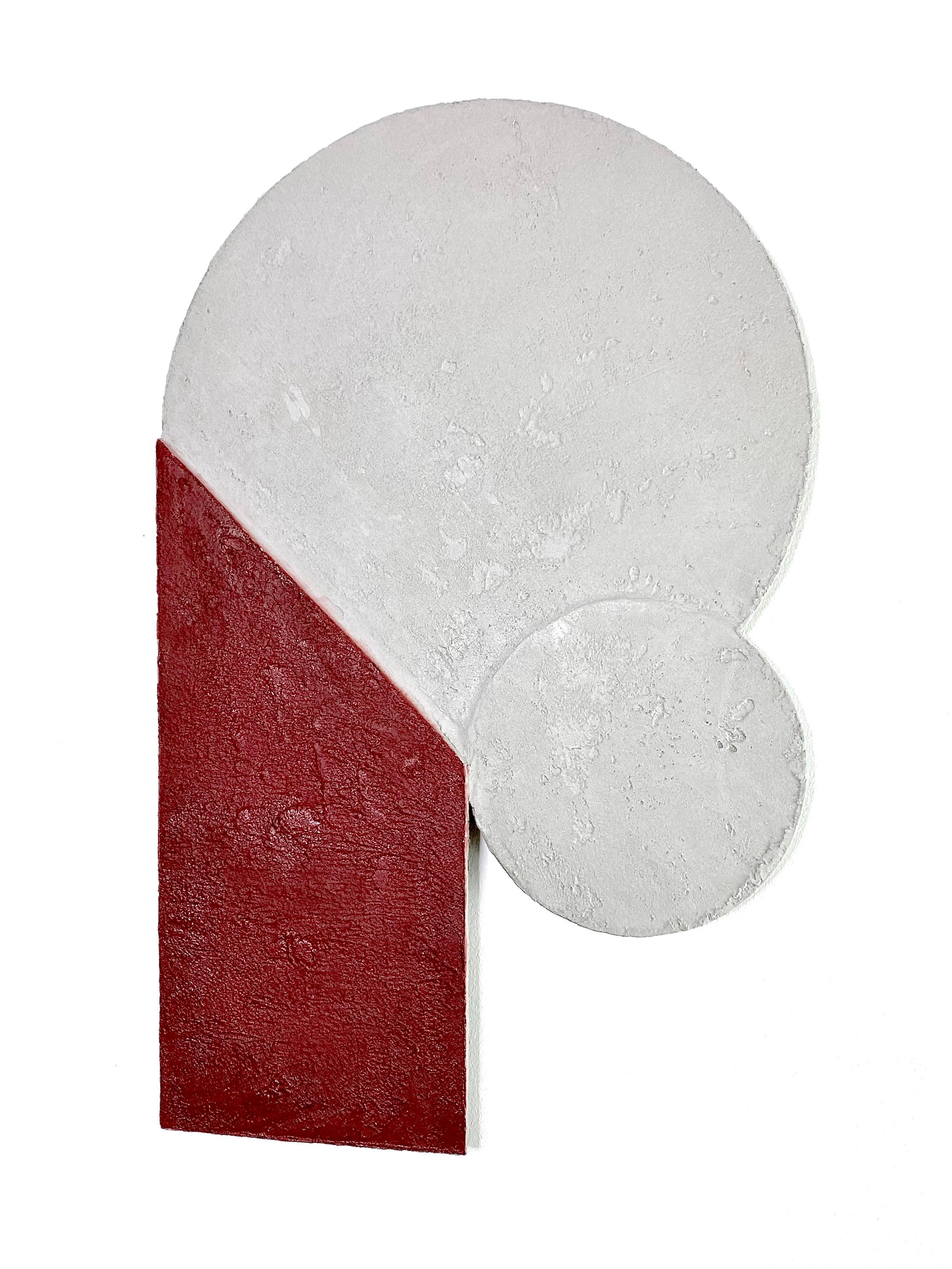 Mindset Red — Handmade Bauhaus Geometric Mineral-Concrete Wall Sculpture For Sale 4
