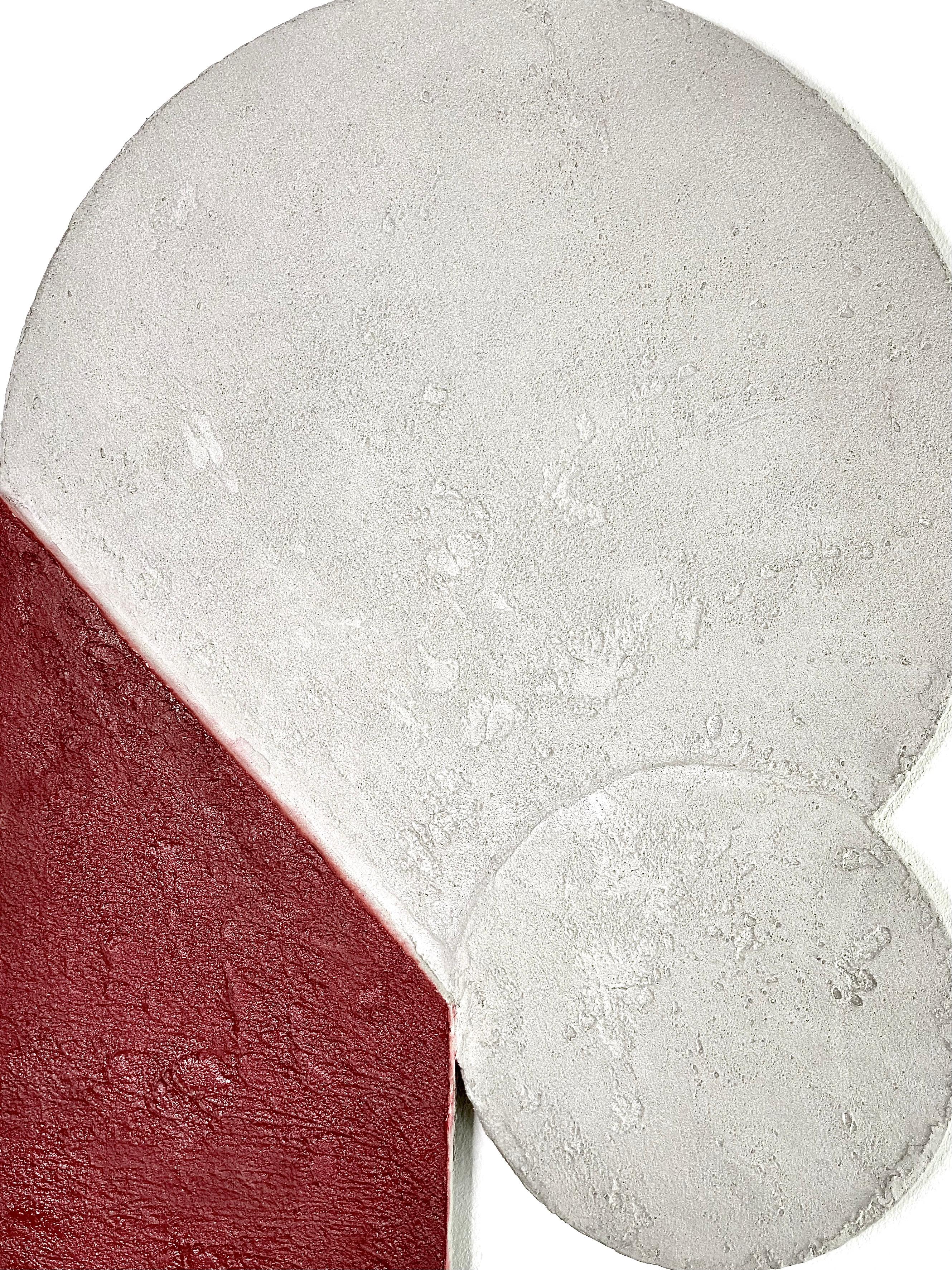 Mindset Red — Handmade Bauhaus Geometric Mineral-Concrete Wall Sculpture For Sale 6