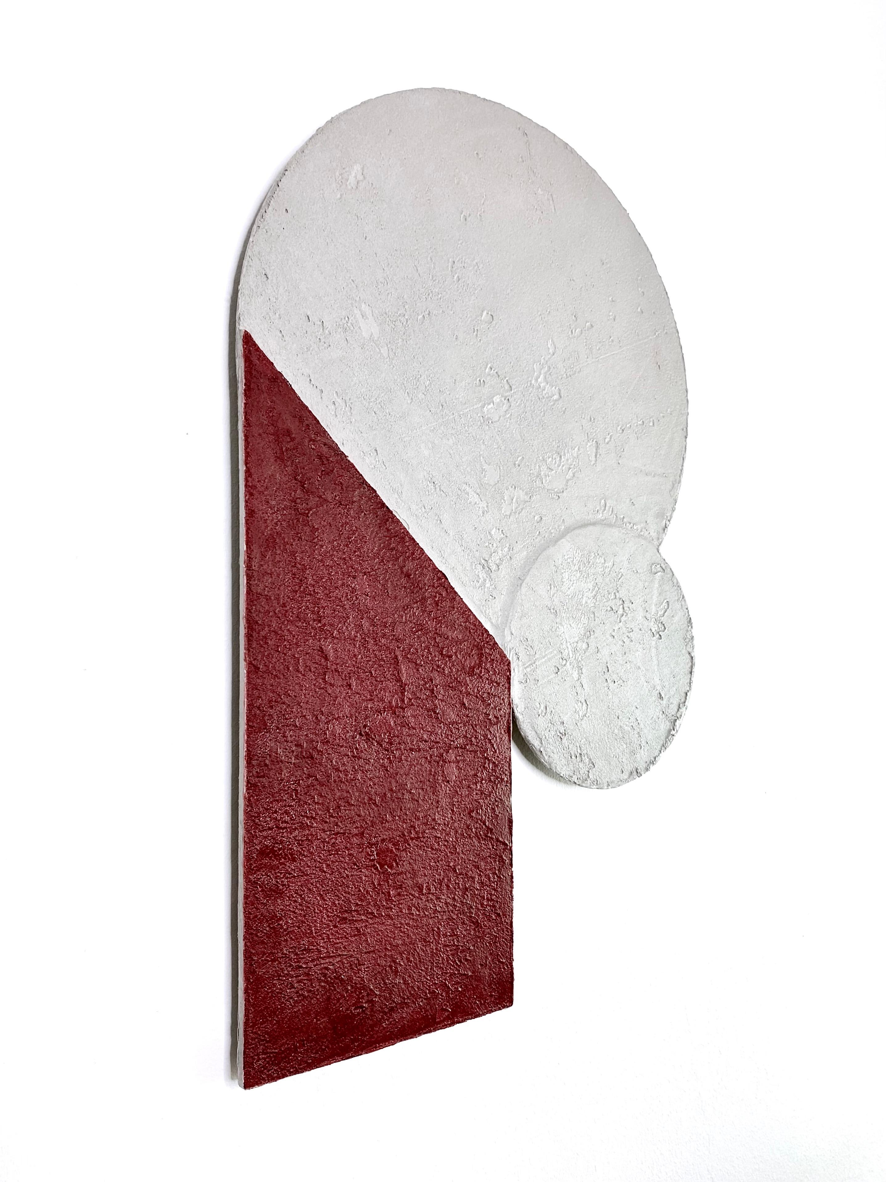 Mindset Red — Handmade Bauhaus Geometric Mineral-Concrete Wall Sculpture For Sale 8
