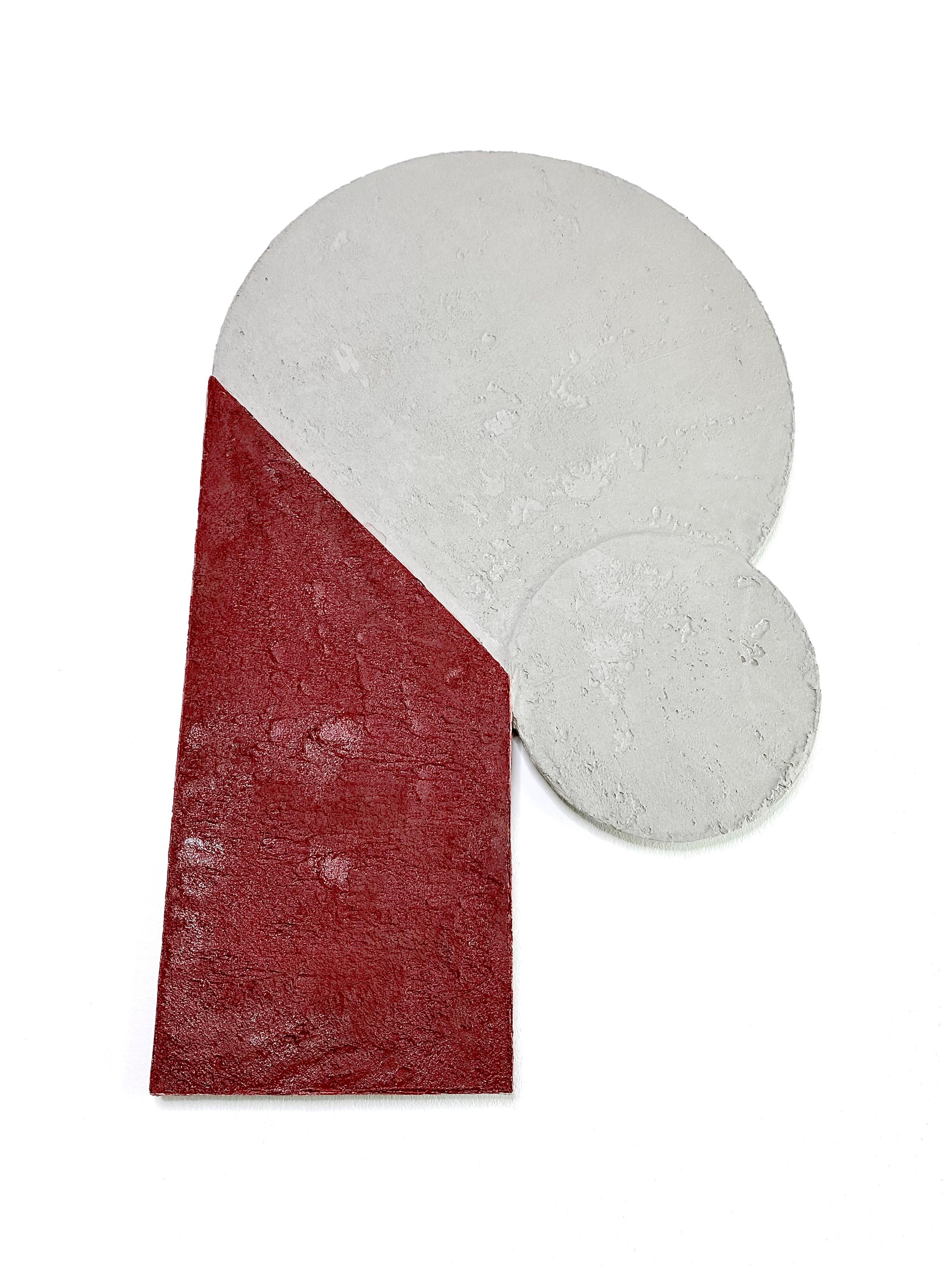 Mindset Red — Handmade Bauhaus Geometric Mineral-Concrete Wall Sculpture For Sale 9