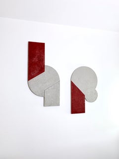 Mindset Red — Handmade Bauhaus Geometric Mineral-Concrete Wall Sculpture