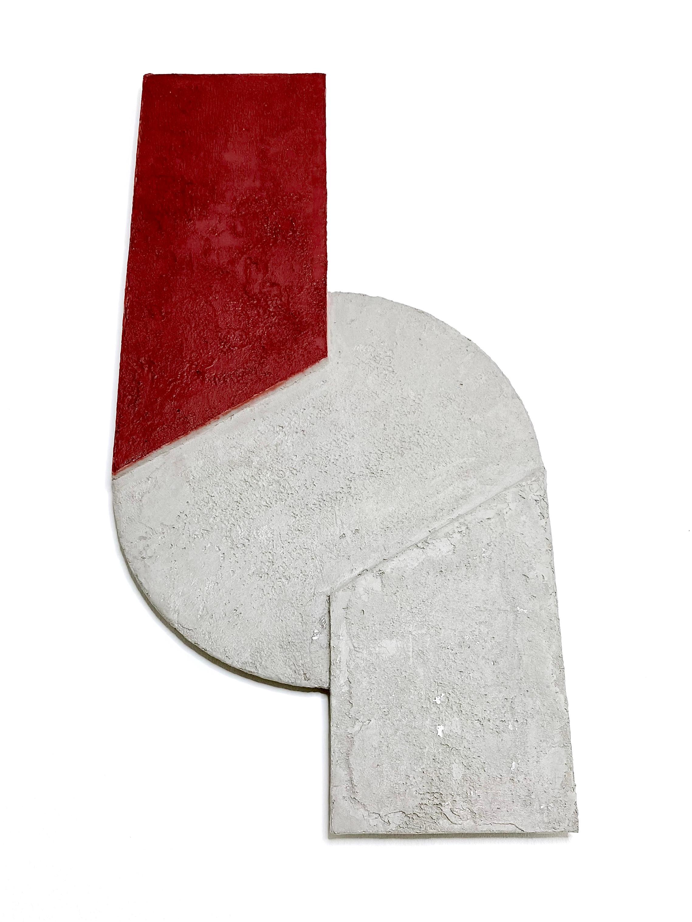 Mindset Red — Handmade Bauhaus Geometric Mineral-Concrete Wall Sculpture For Sale 1