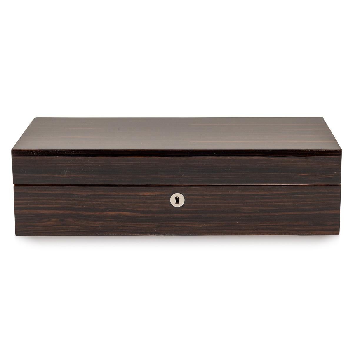 Other 21st Century Contemporary Watch Box In A Fine Stripe Macassar Veneer For Sale