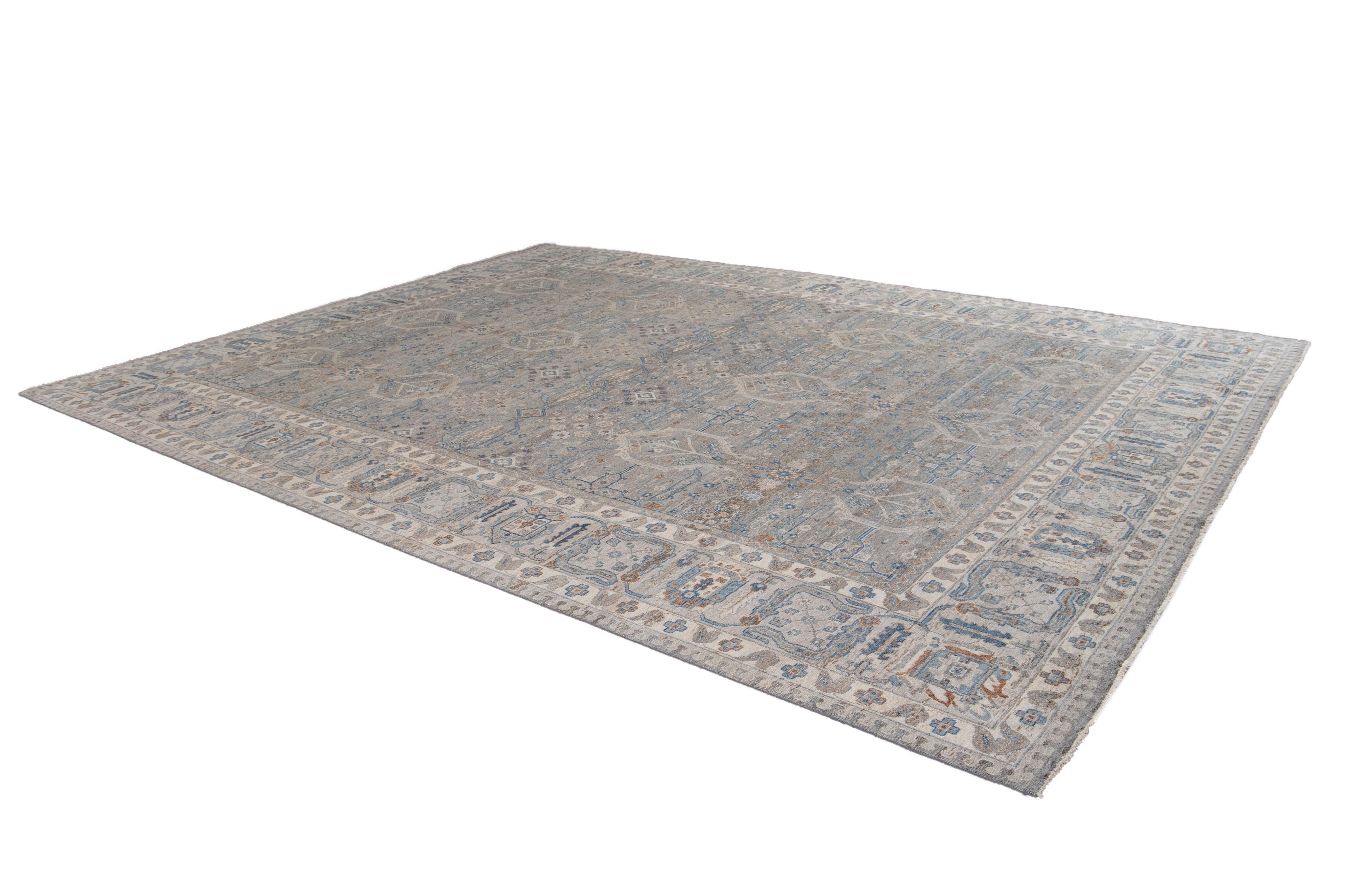 21st Century Contemporary Wilton Indian Wool Rug For Sale 13