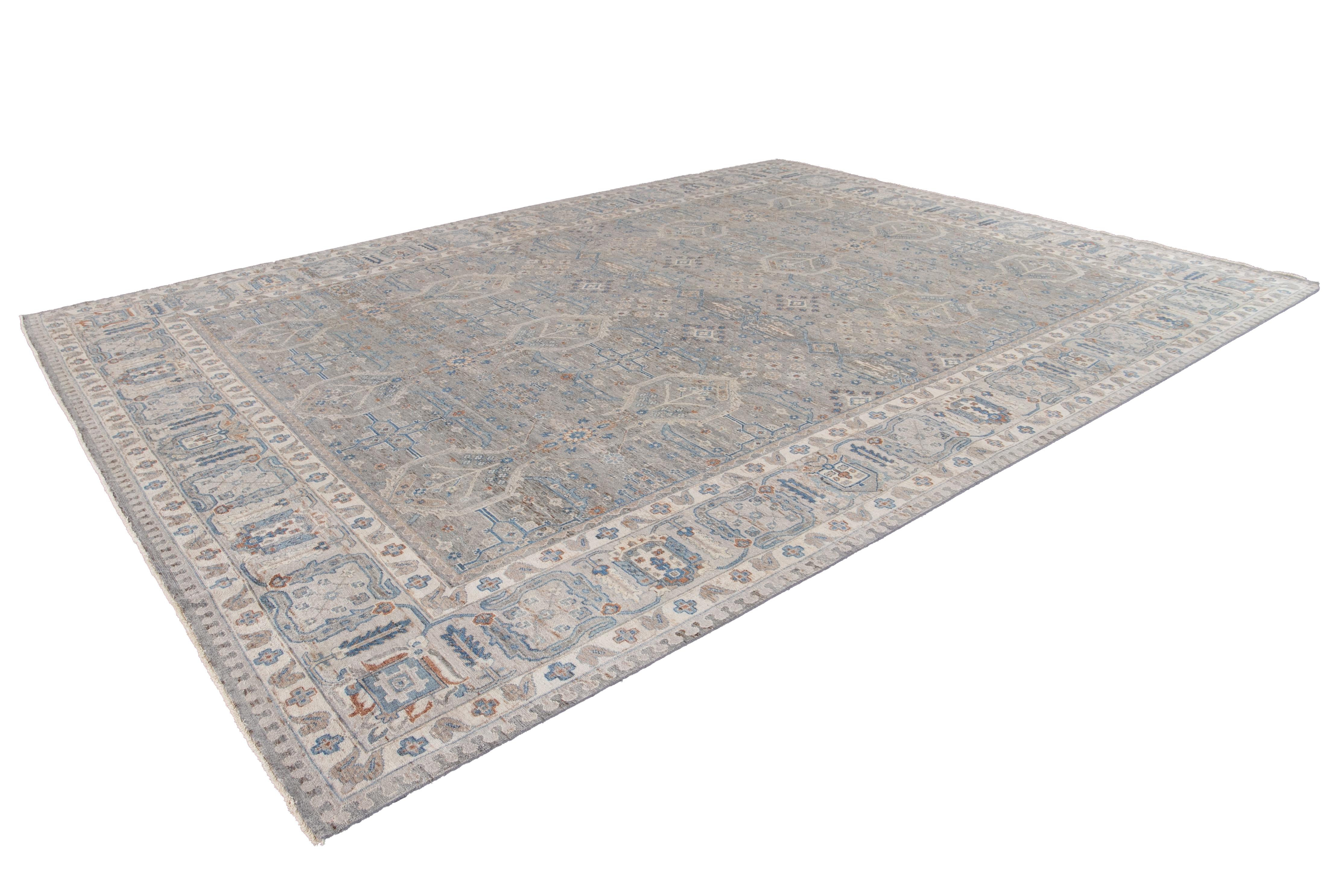 21st Century Contemporary Wilton Indian Wool Rug For Sale 14