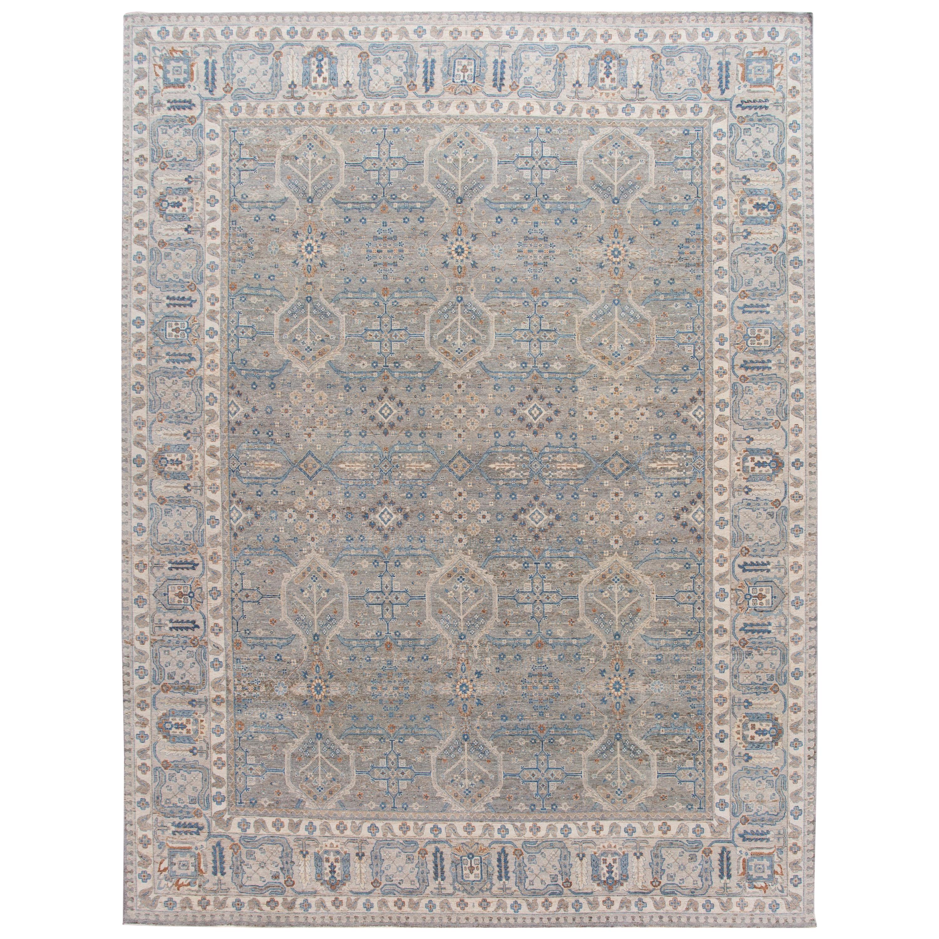 Tapis contemporain en laine indienne Wilton du 21e siècle