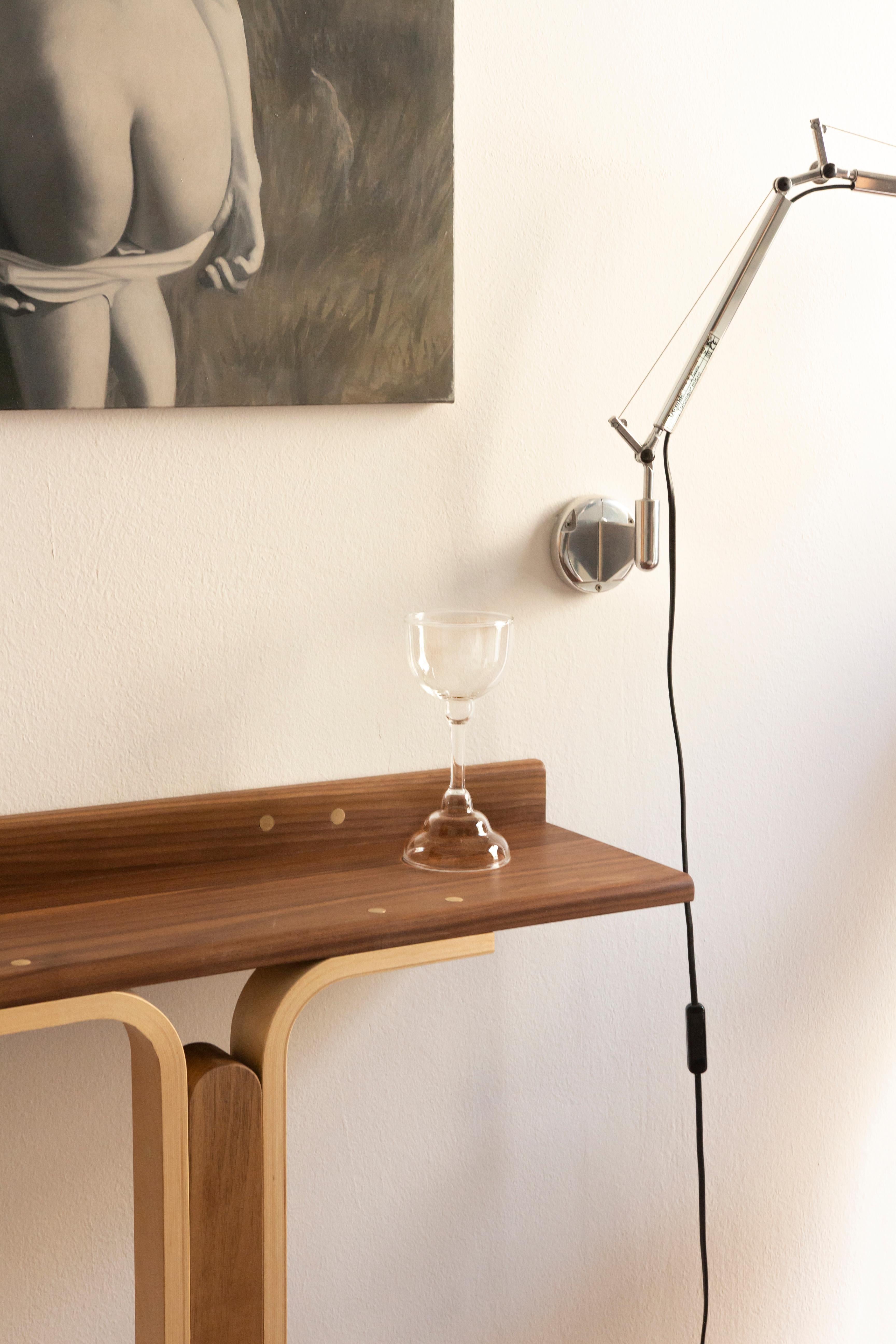 Brass 21st Century Contemporary Wood Console Table Handmade in Italy by Ilaria Bianchi For Sale
