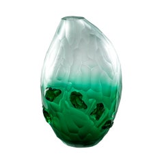 Vaso di vetro Contrasto del XXI secolo in cristallo/verde menta di Michela Cattai