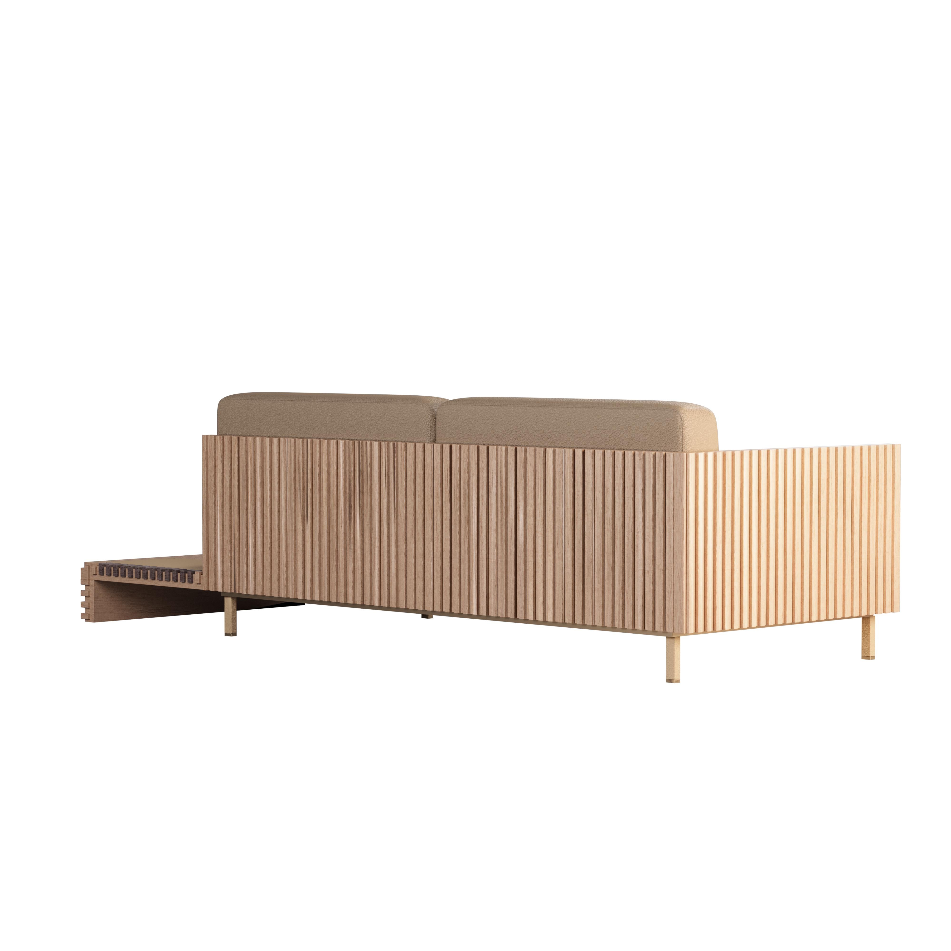 21st Century Conway II Striped Sofa Wood Made in Portugal by Wood Tailors For Sale 4