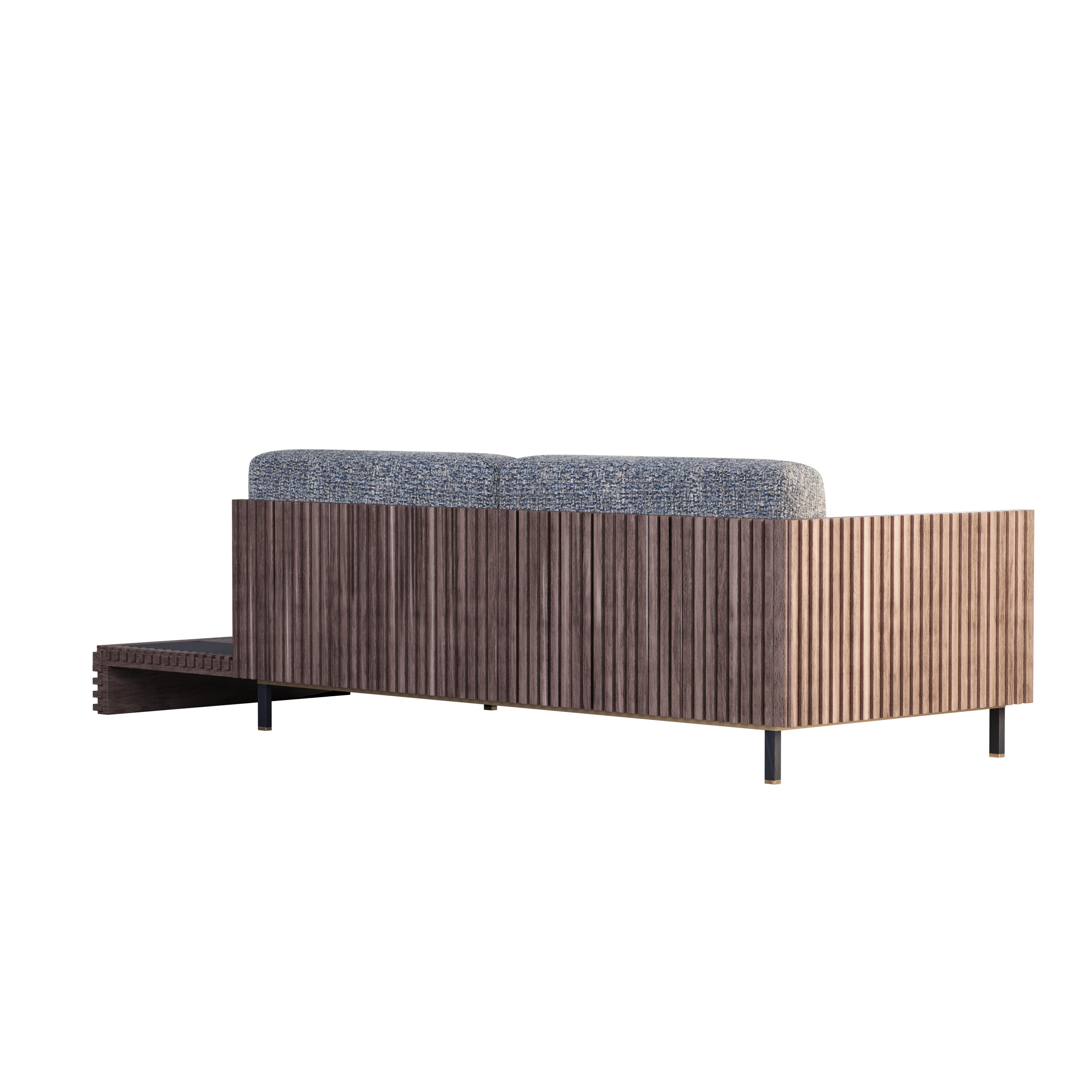 Contemporary 21st Century Conway II Striped Sofa Wood Made in Portugal by Wood Tailors For Sale