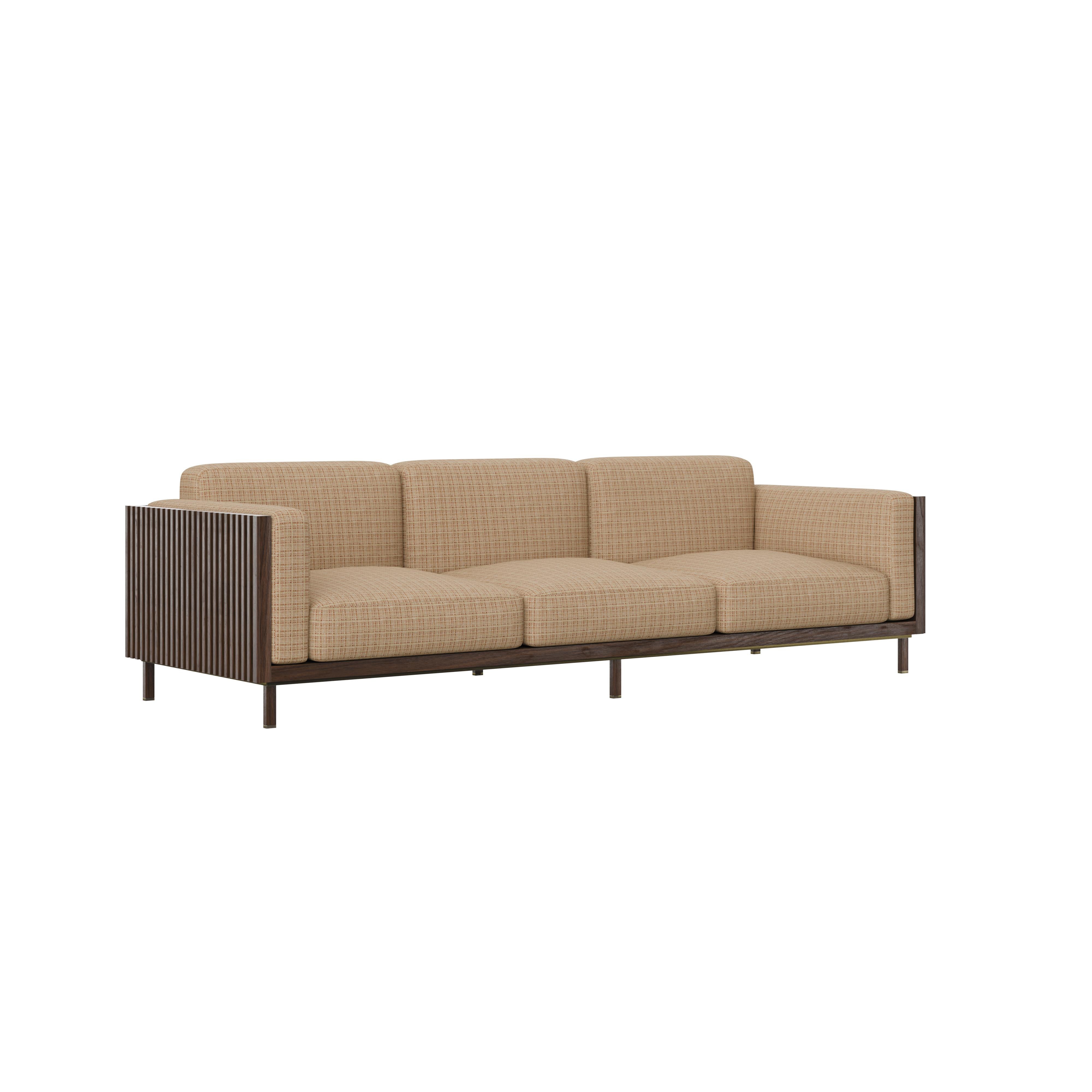 Portuguese 21st Century Conway Sofa Walnut Wood Made in Portugal by Wood Tailors Club For Sale