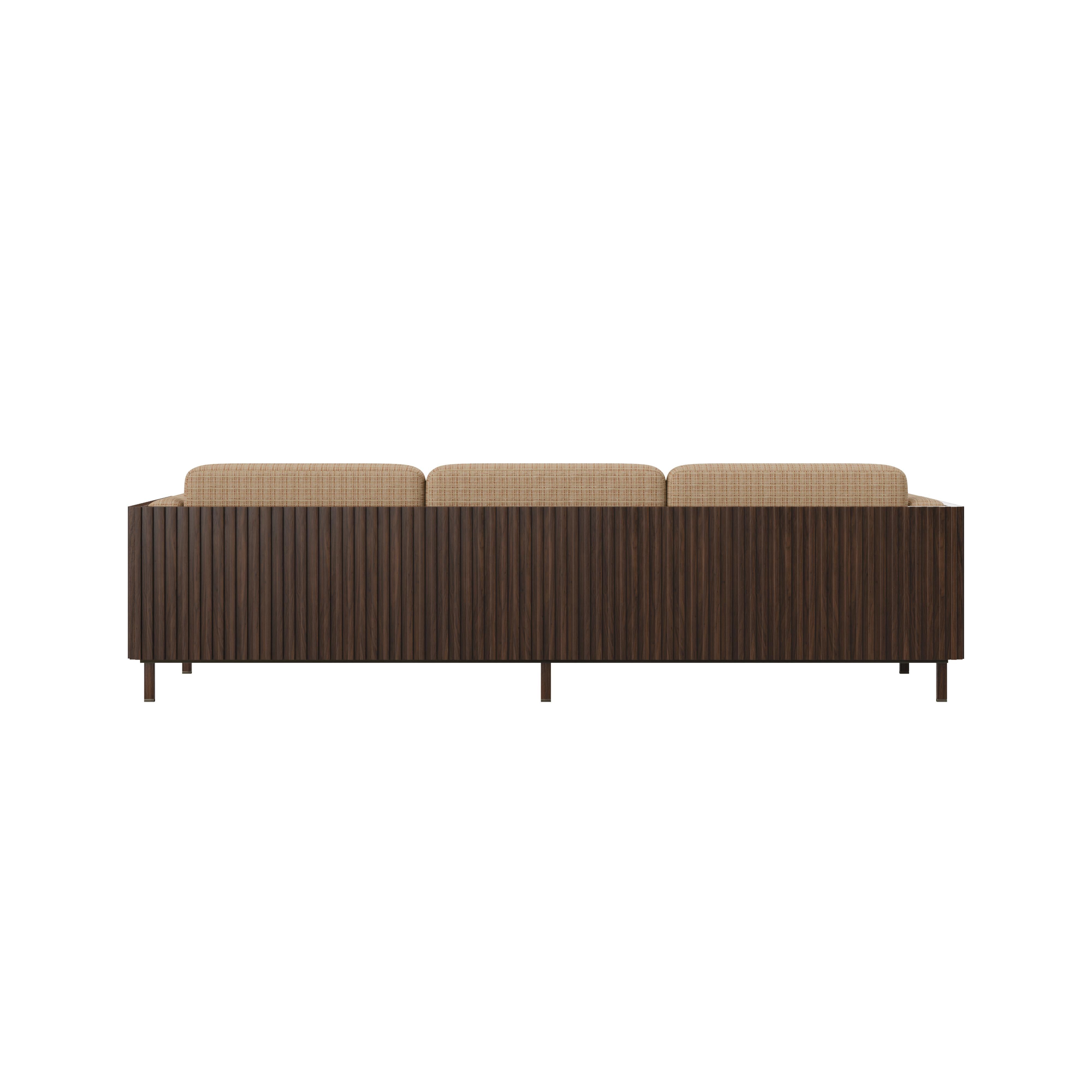 Contemporary 21st Century Conway Sofa Walnut Wood Made in Portugal by Wood Tailors Club For Sale
