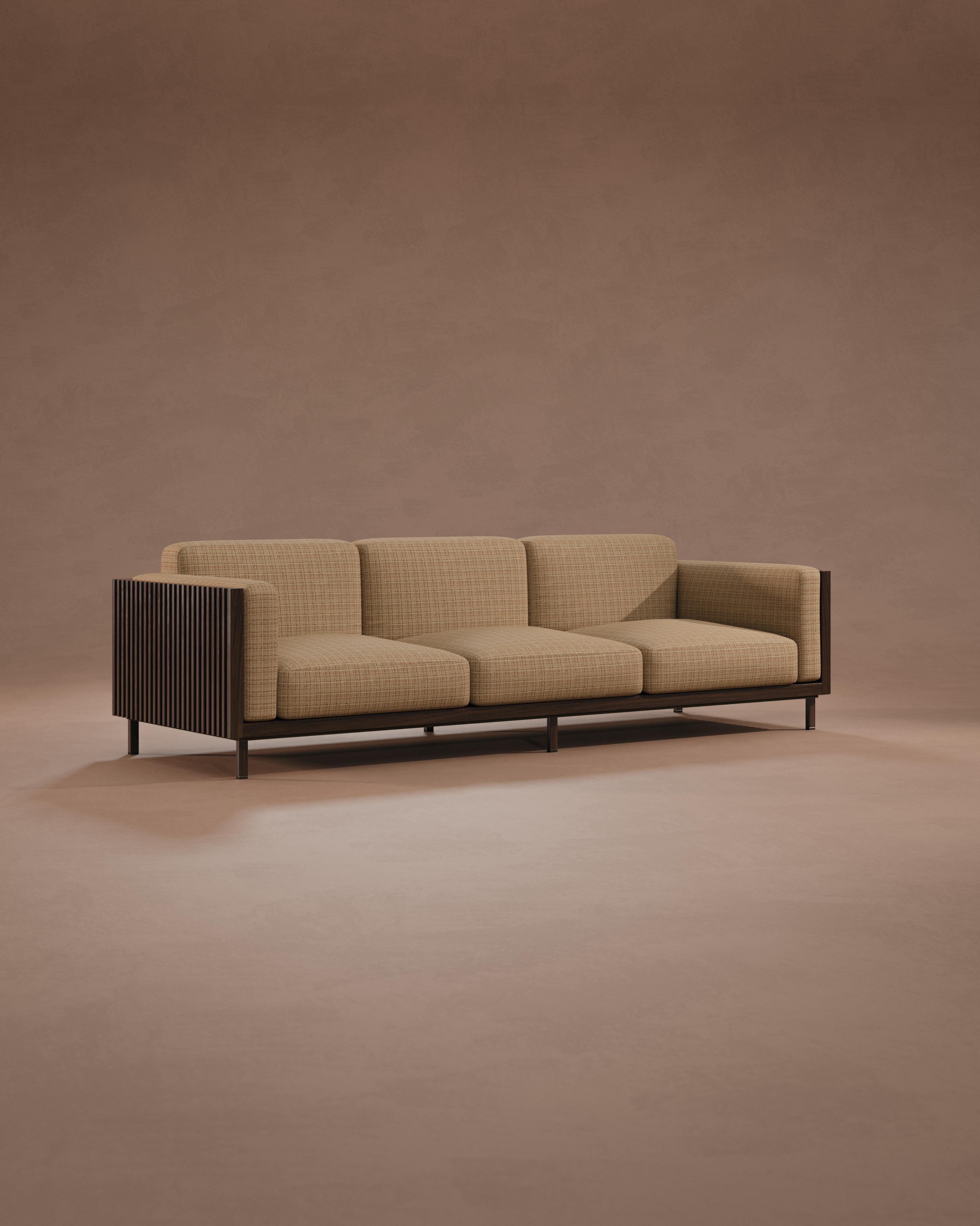 21st Century Conway Sofa Walnut Wood Made in Portugal by Wood Tailors Club For Sale 2