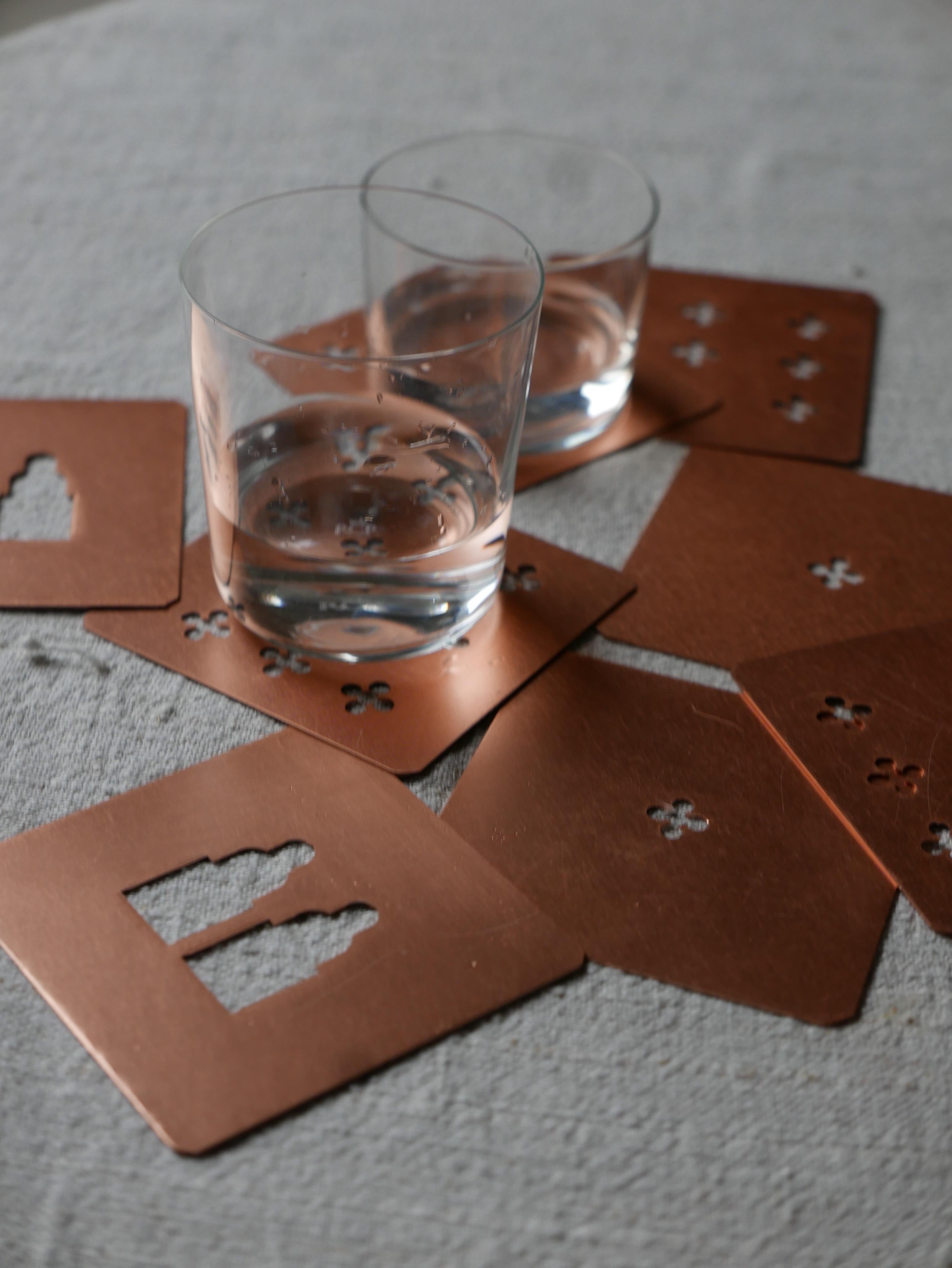 Hand-Crafted 21st Century Copper Underglass Made in Italy Venice design 8 Pieces Hand Made  For Sale