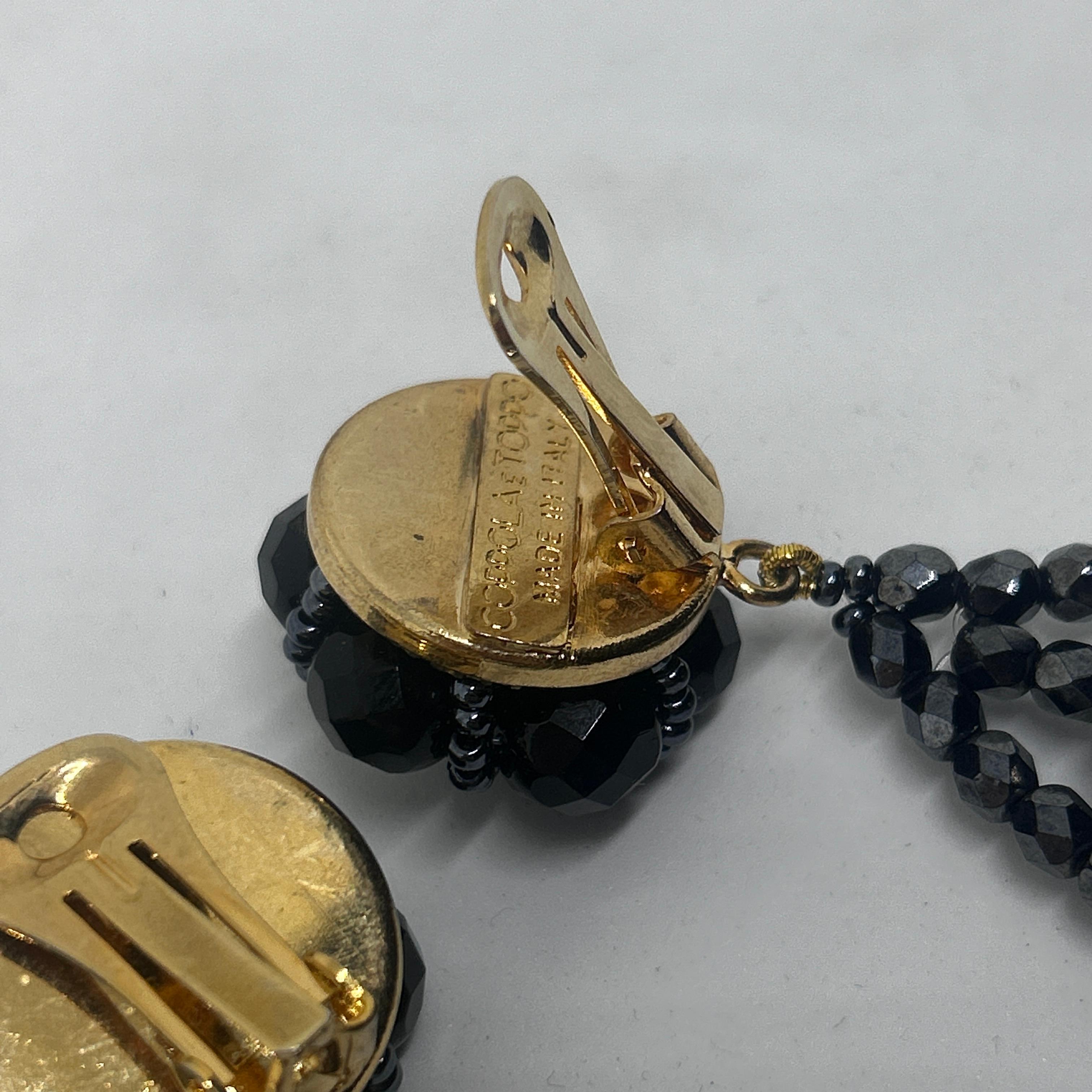 21st Century Coppola e Toppo Black and Silver Crystals Chandelier Earrings In New Condition For Sale In Aci Castello, IT
