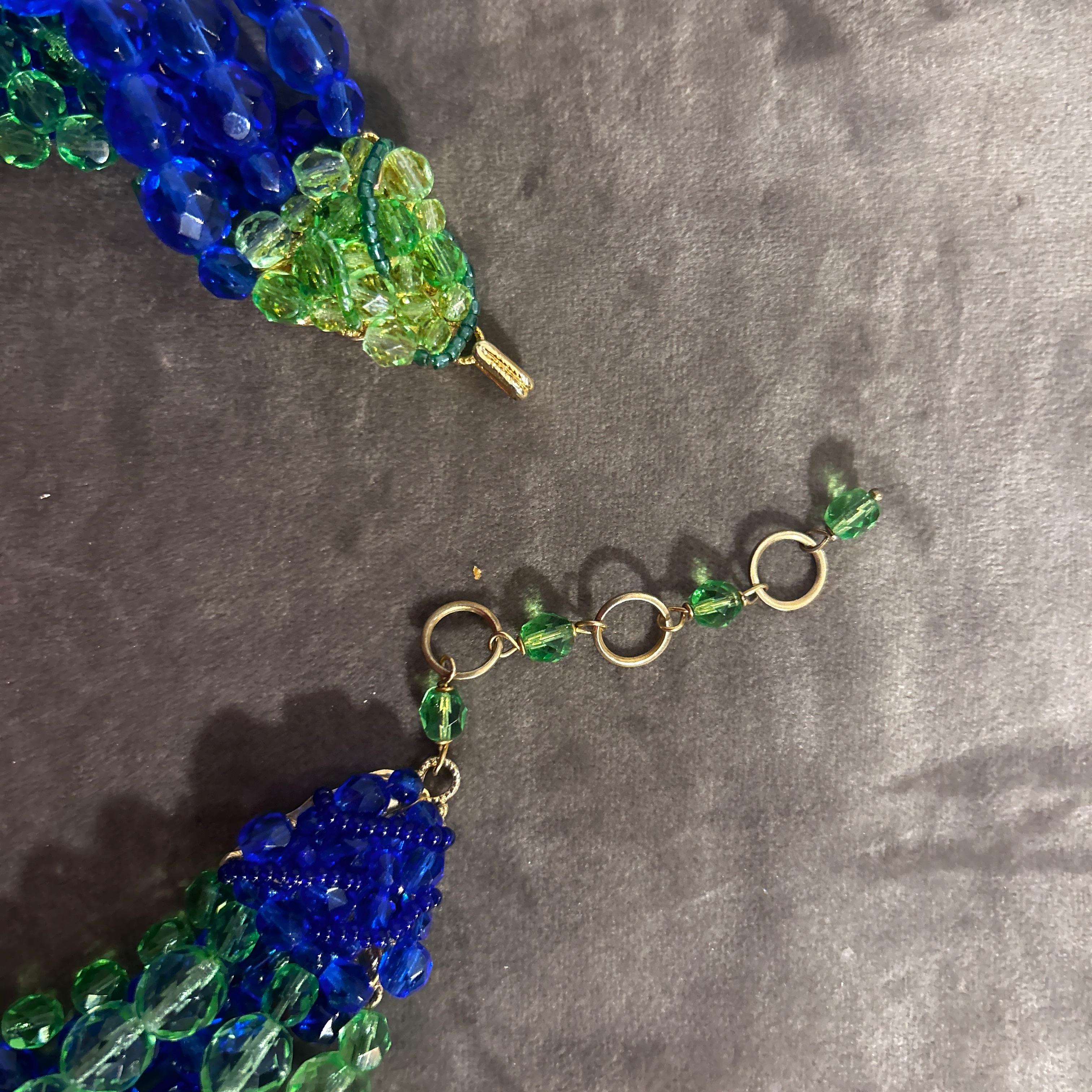 21° Secolo Coppola e Toppo - Collana di perle di cristallo ritorto blu cobalto e verde In condizioni ottime in vendita a Aci Castello, IT