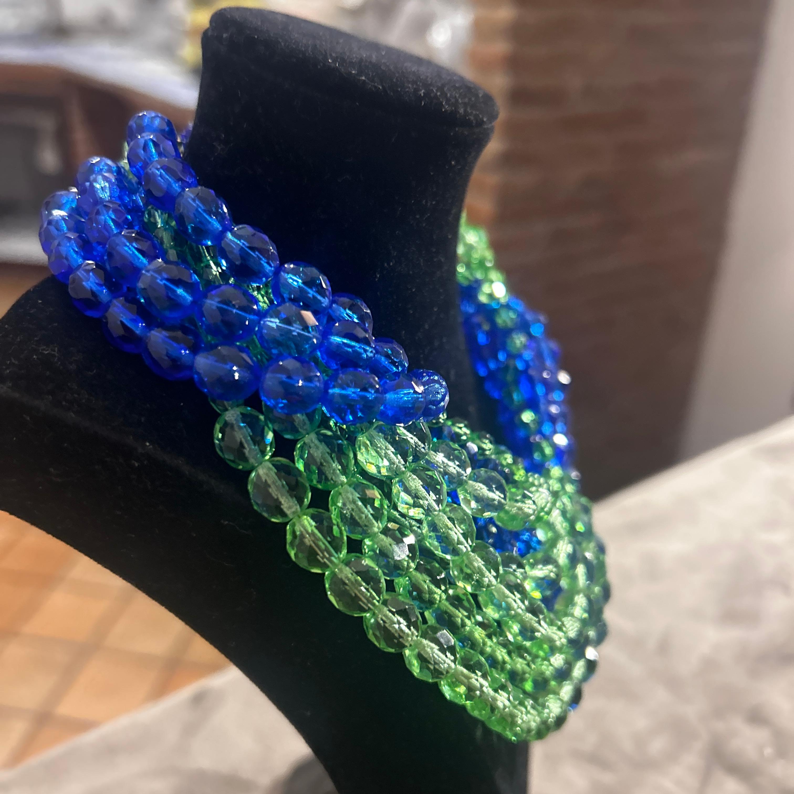 21° Secolo Coppola e Toppo - Collana di perle di cristallo ritorto blu cobalto e verde in vendita 2