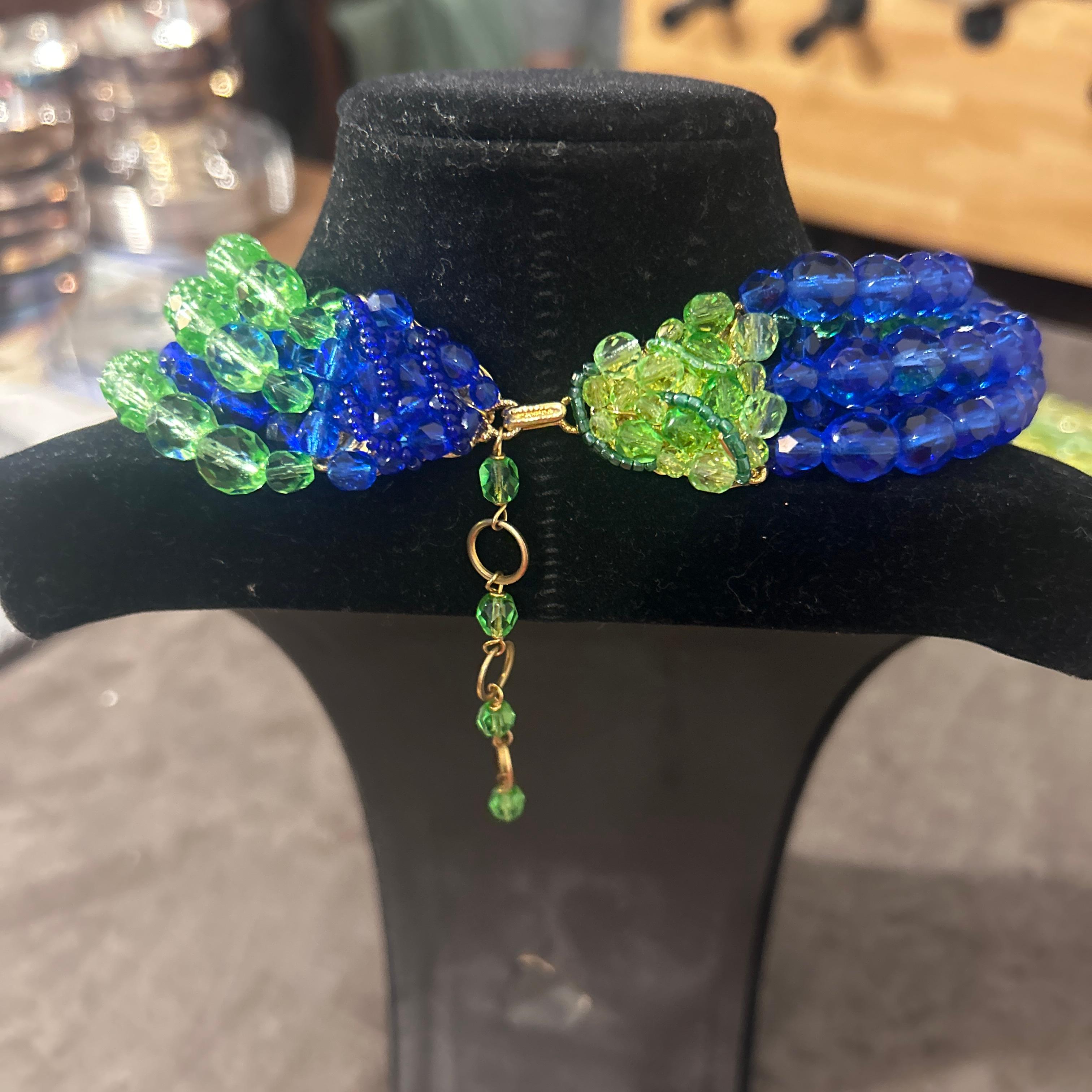 21° Secolo Coppola e Toppo - Collana di perle di cristallo ritorto blu cobalto e verde in vendita 3