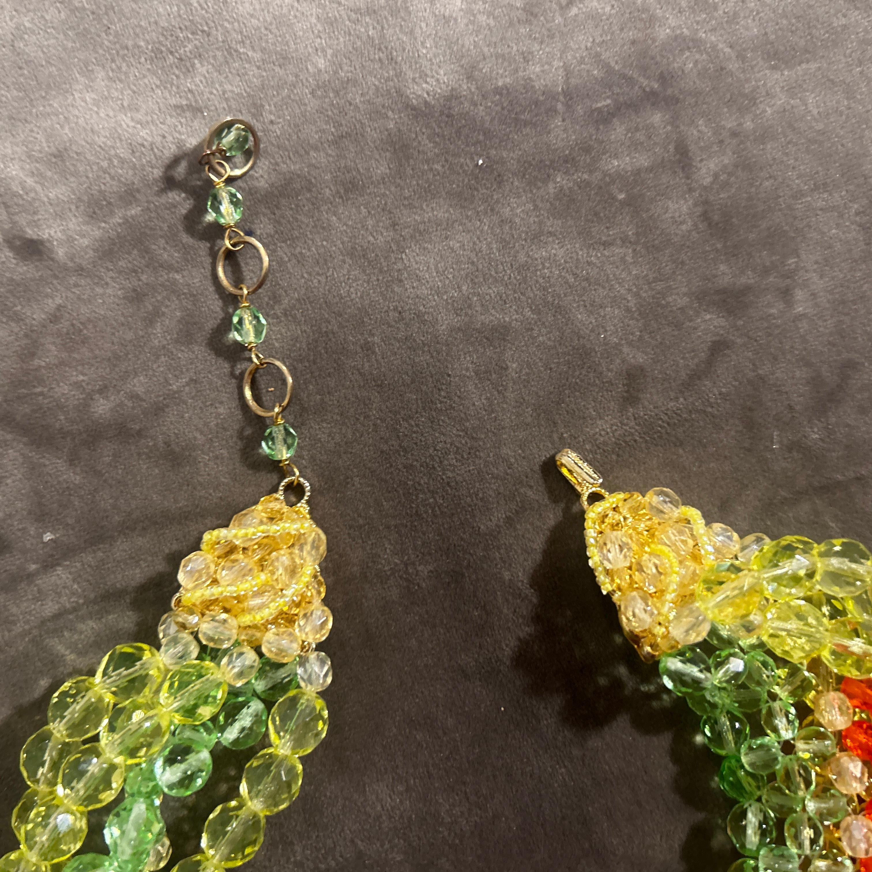 Women's 21st Century Coppola e Toppo Green and Orange Twisted Crystal Bead Necklace For Sale