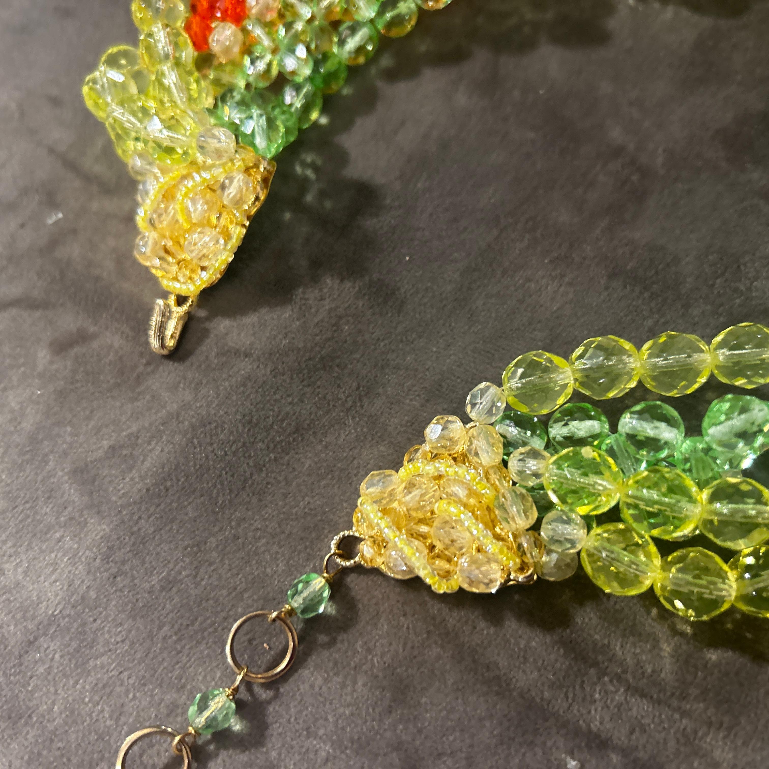 21st Century Coppola e Toppo Green and Orange Twisted Crystal Bead Necklace For Sale 1