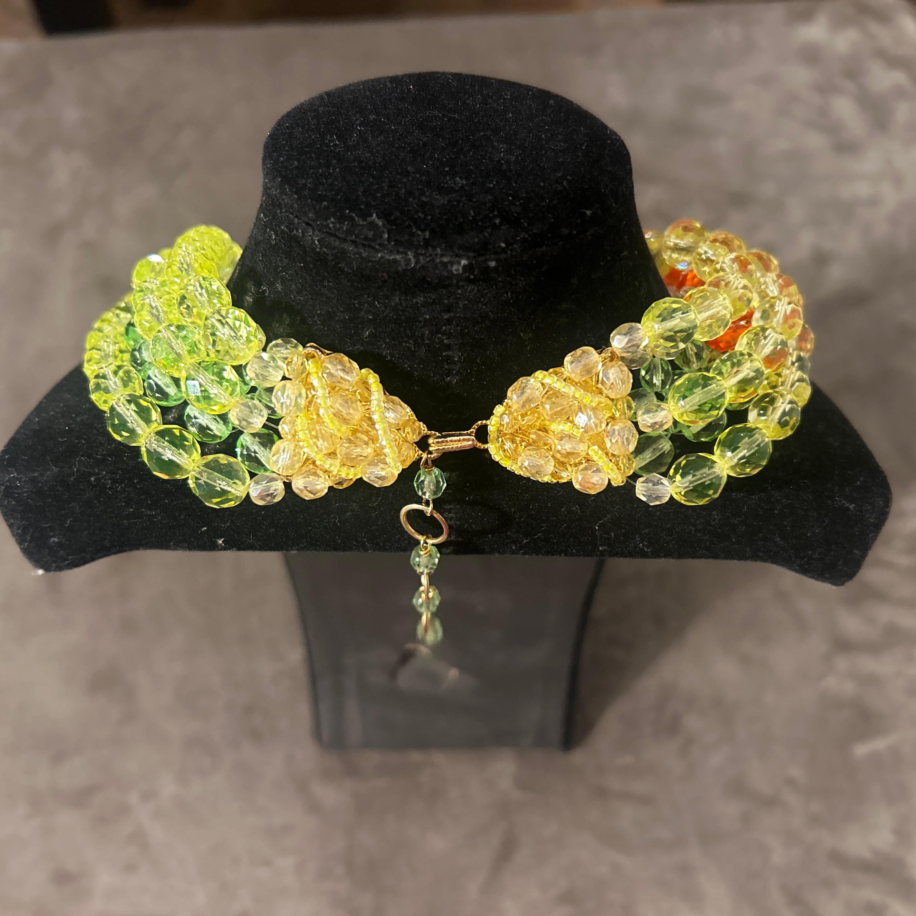 21st Century Coppola e Toppo Green and Orange Twisted Crystal Bead Necklace For Sale 4