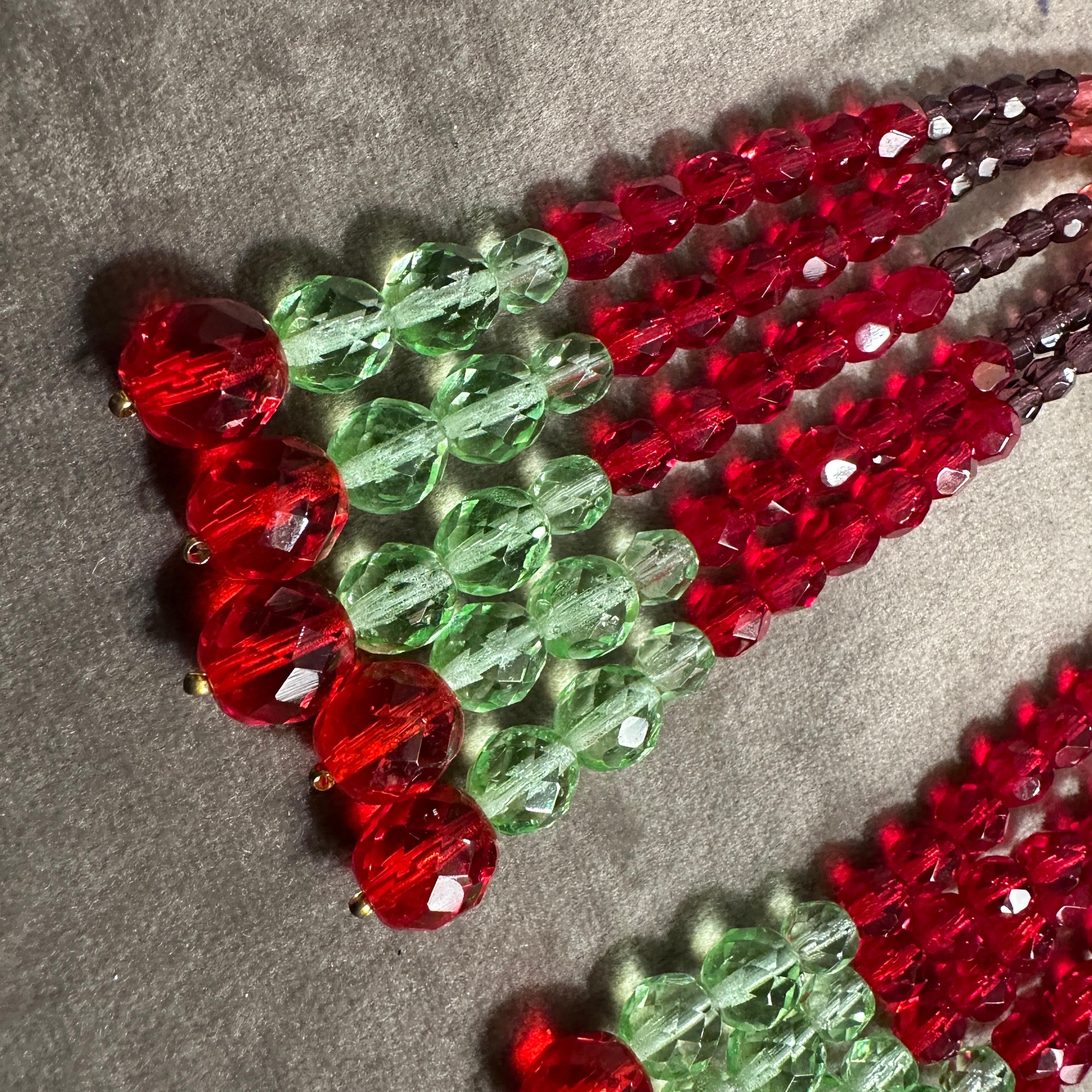 21st Century Coppola e Toppo Red and Green Crystals Chandelier Earrings In Excellent Condition For Sale In Aci Castello, IT