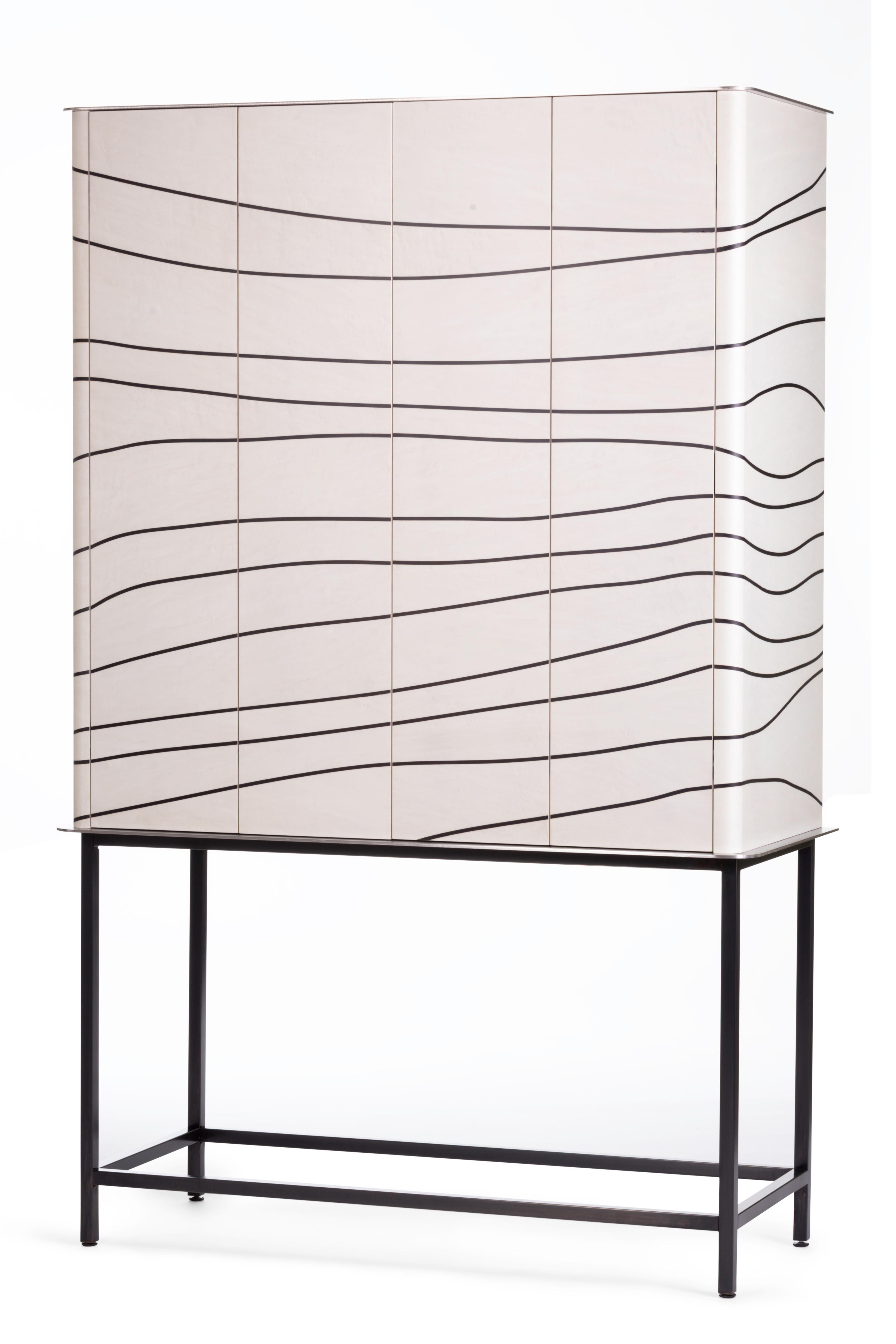 Italian 21st Century Corde Bar Cabinet, Birdseye Maple and Ash Inlays, Made in Italy For Sale