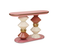 21st Century Cortez Console Lacquered Wood Gold Leaf