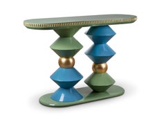 21st Century Cortez Console Lacquered Wood Gold Leaf