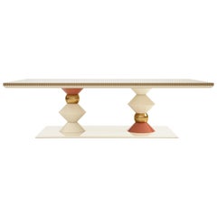 21st Century Cortez Dining Table Gloss Lacquered Gold Leaf Coated