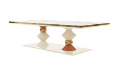 21st Century Cortez Marble Dining Table Lacquered Wood Gold Leaf by Malabar