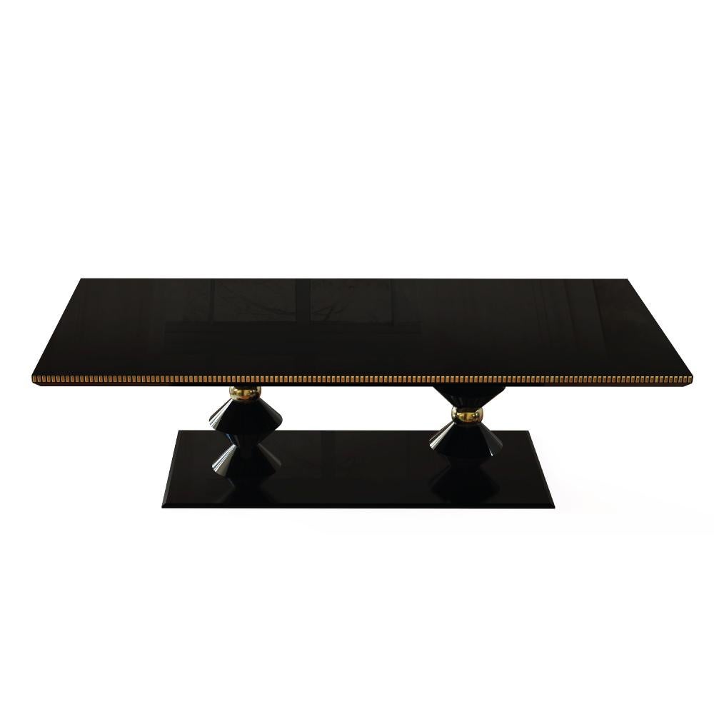 Portuguese 21st Century Cortez Dining Table Lacquered Wood Gold leaf For Sale