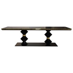 21st Century Cortez Dining Table Lacquered Wood Gold leaf