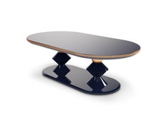 21st Century Cortez II Dining Table Lacquered Wood Gold Leaf