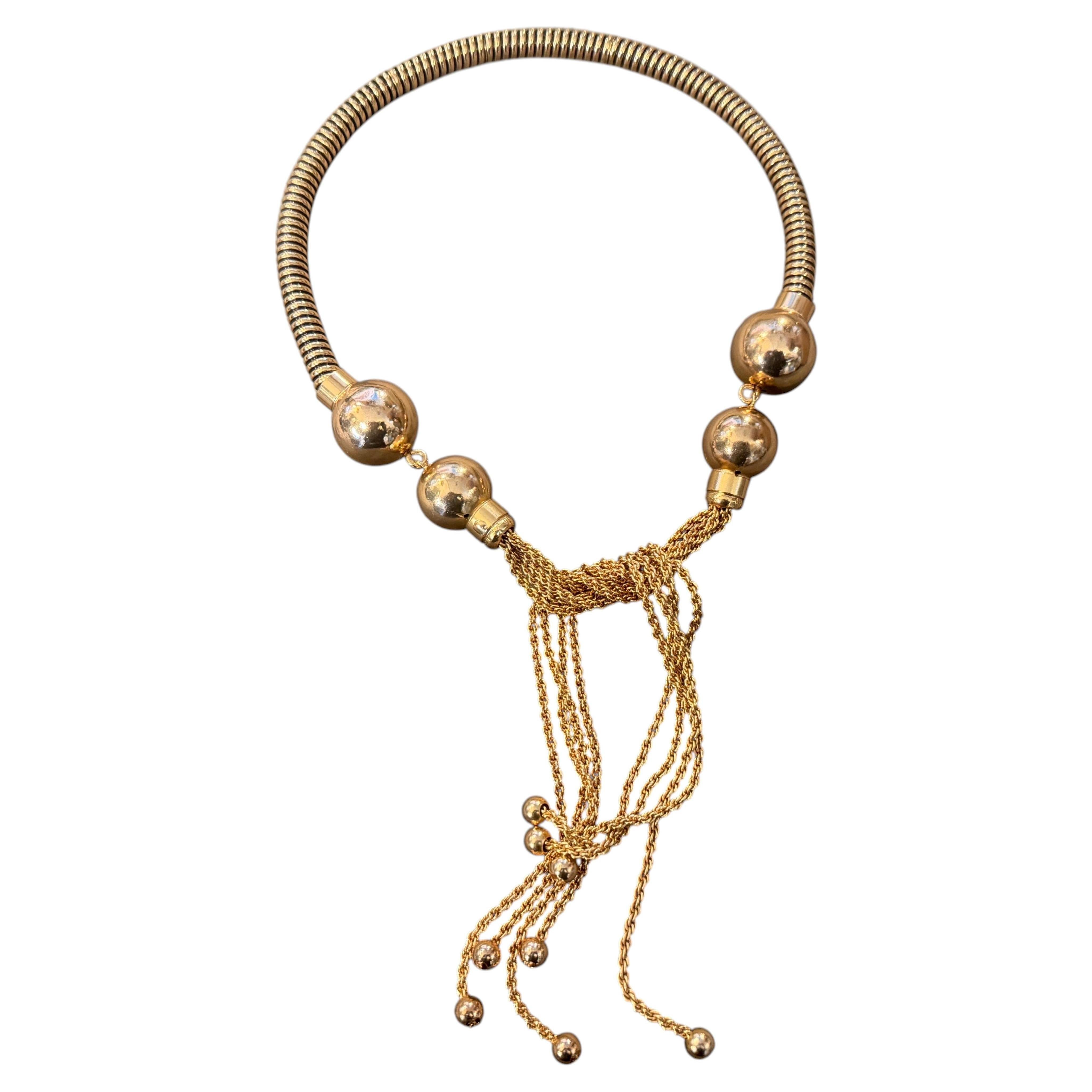 Collana italiana a più fili in metallo dorato, bigiotteria del XXI secolo