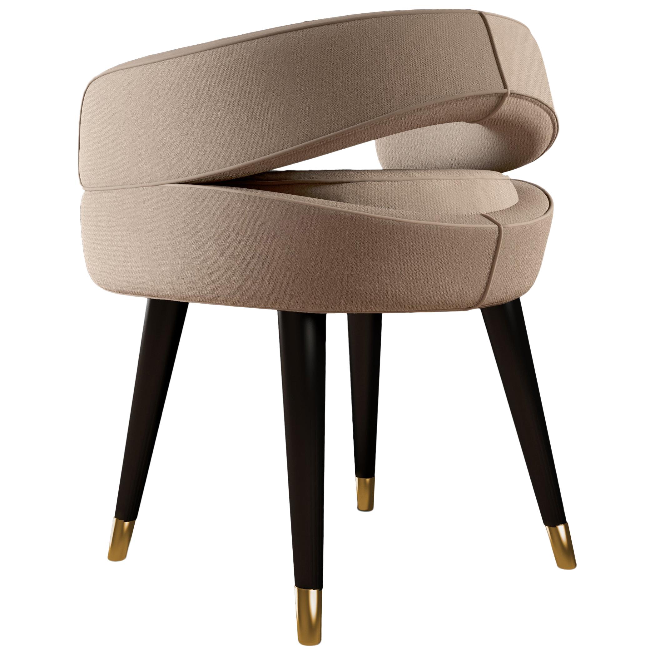 21st Century Jacquard Velvet Louis Dining Chair Polished Brass Walnut