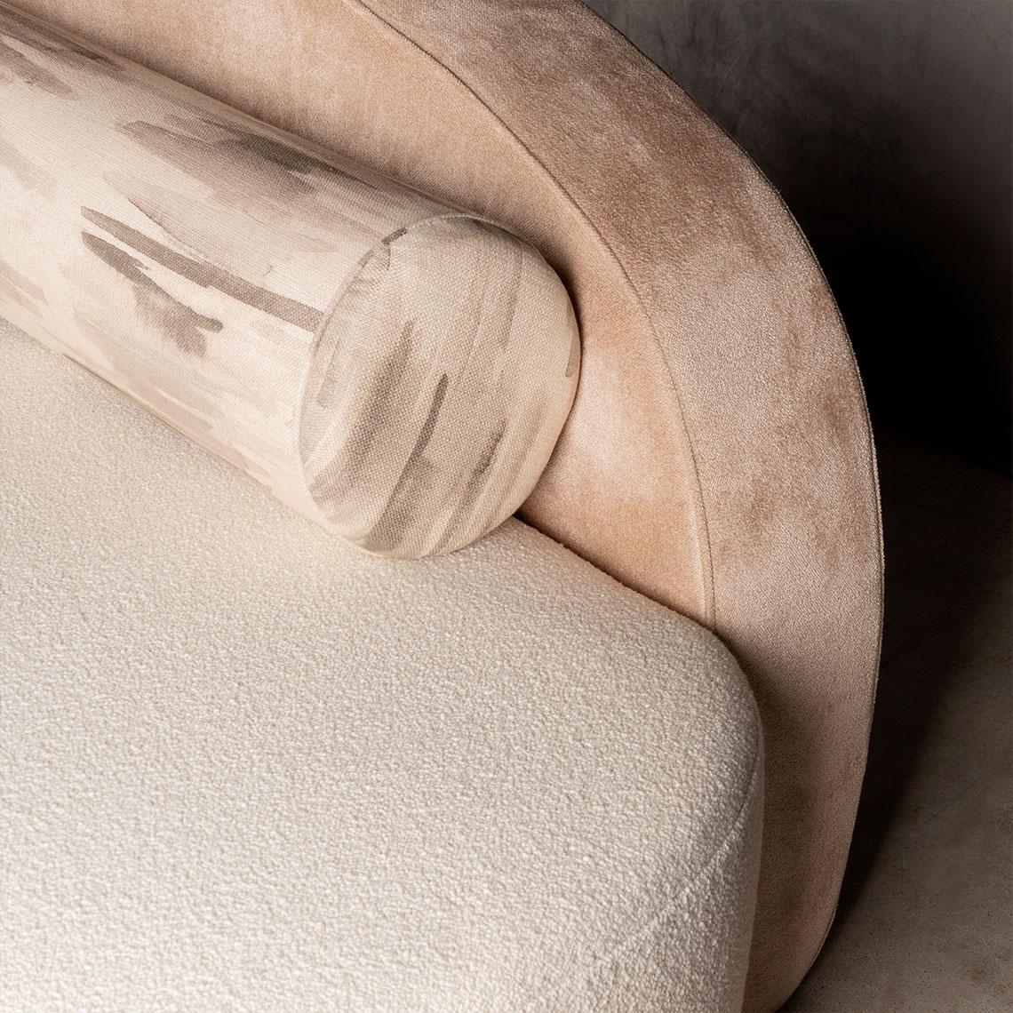 Contemporary 21st Century Cotton Velvet Nancy Chaise Longue Walnut Wood Handmade in Portugal For Sale