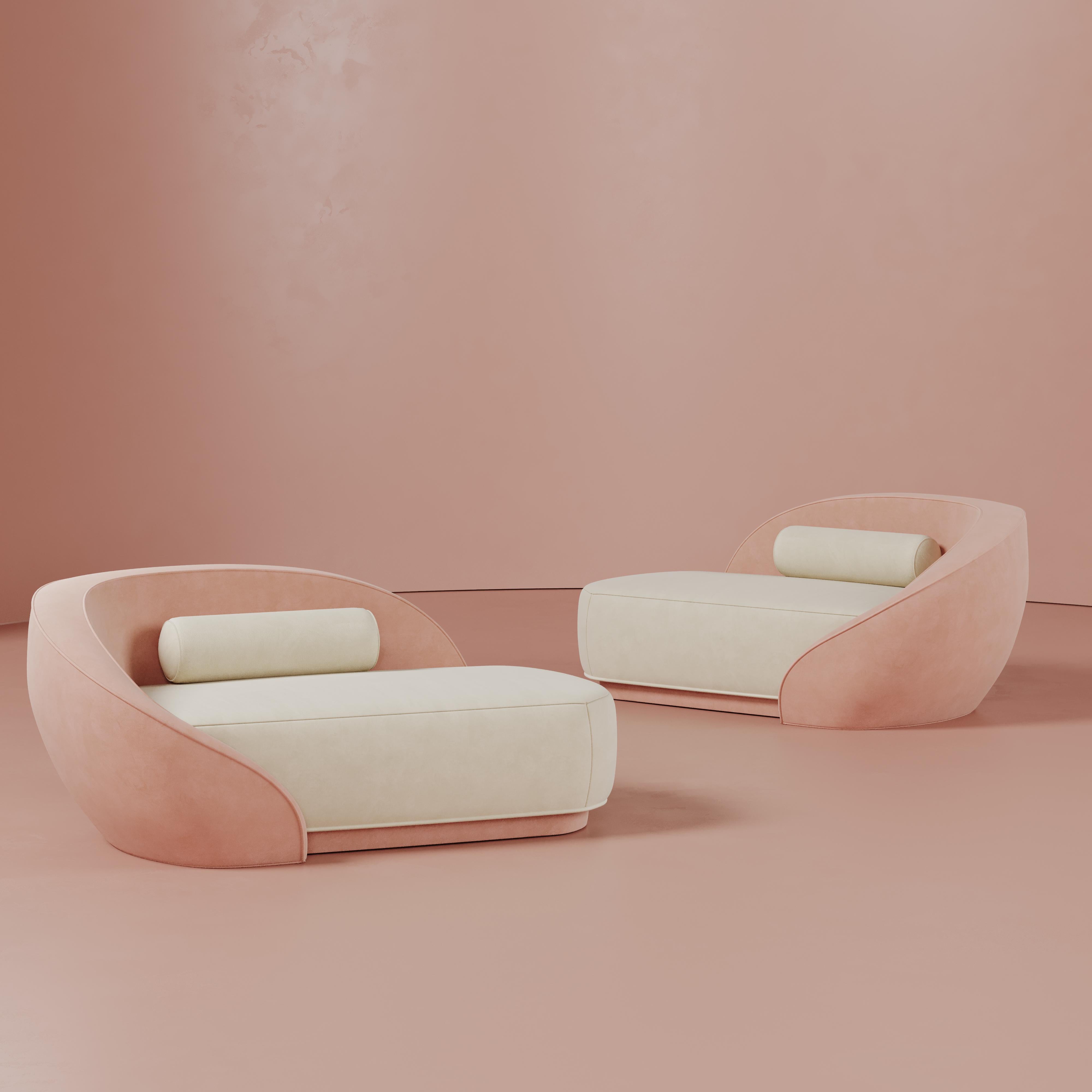 21st Century Cotton Velvet Nancy Chaise Longue Walnut Wood Handmade in Portugal For Sale 1