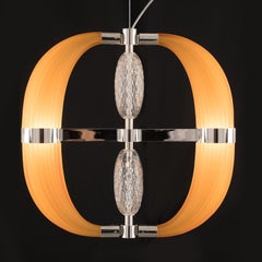 21st Century Coup De Foudre Amber Blown Glass Chandelier by Roberto Lazzeroni