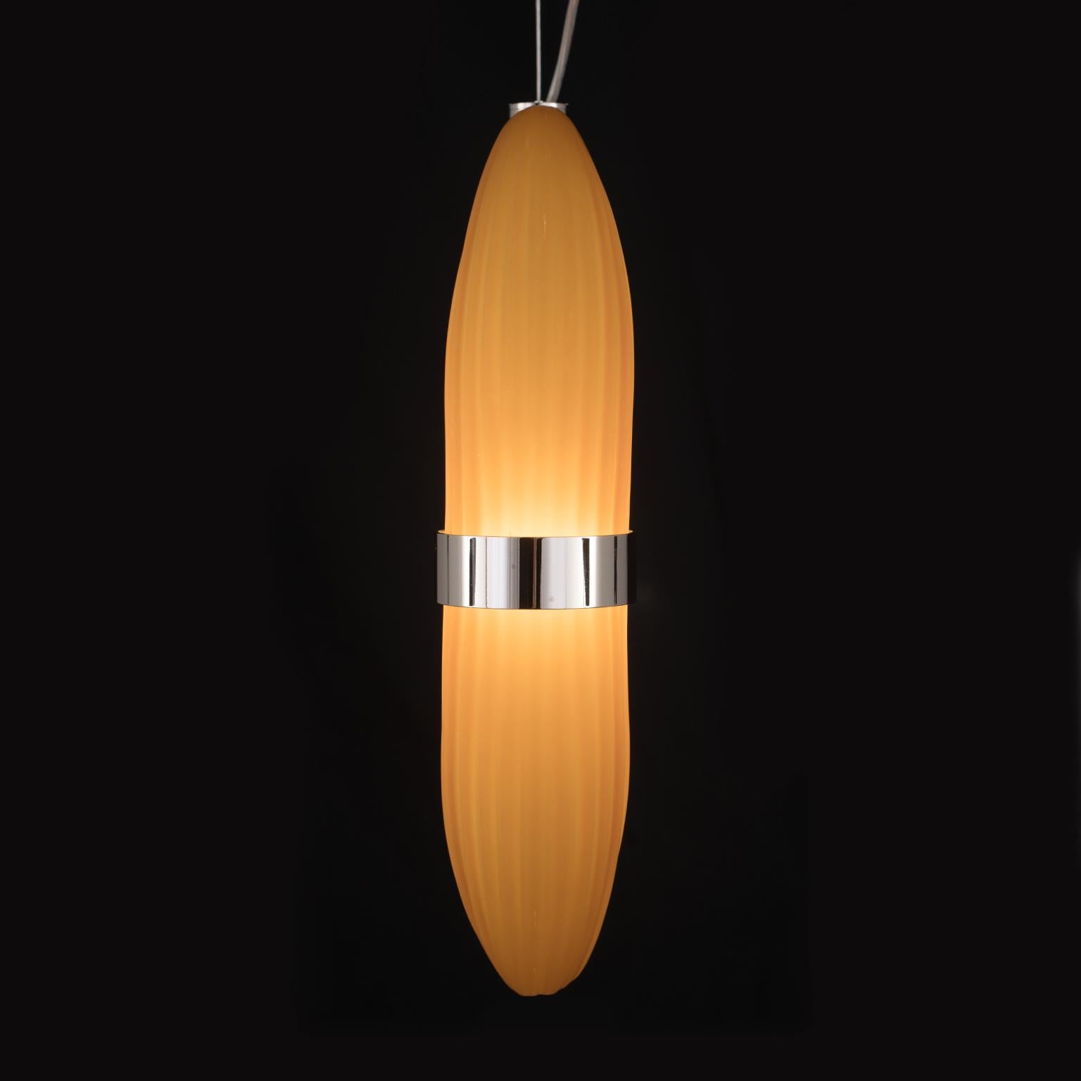 Modern 21st Century Coup De Foudre Amber Blown Glass Chandelier by Roberto Lazzeroni For Sale