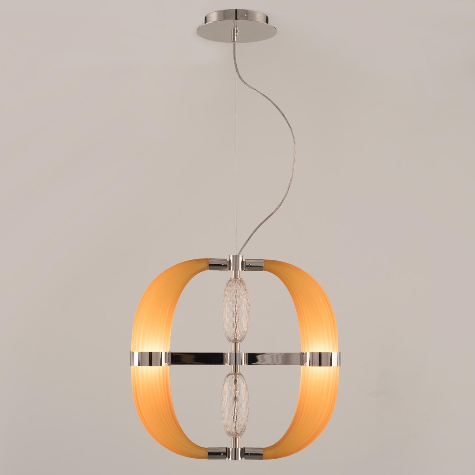 Italian 21st Century Coup De Foudre Amber Blown Glass Chandelier by Roberto Lazzeroni For Sale