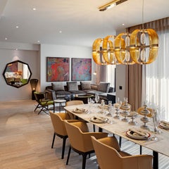 21st Century Coup de Foudre Amber Glass and Gold Chandelier by Roberto Lazzeroni