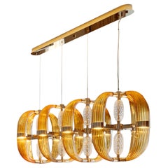 21st Century Coup de Foudre Amber Glass and Gold Chandelier by Roberto Lazzeroni
