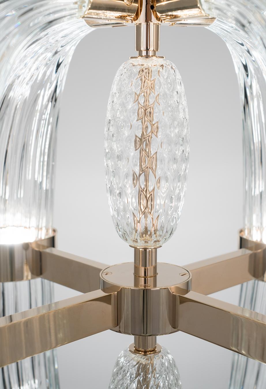 Hand-Crafted 21st Century Coup de Foudre Clear Blown Glass Chandelier by Roberto Lazzeroni For Sale