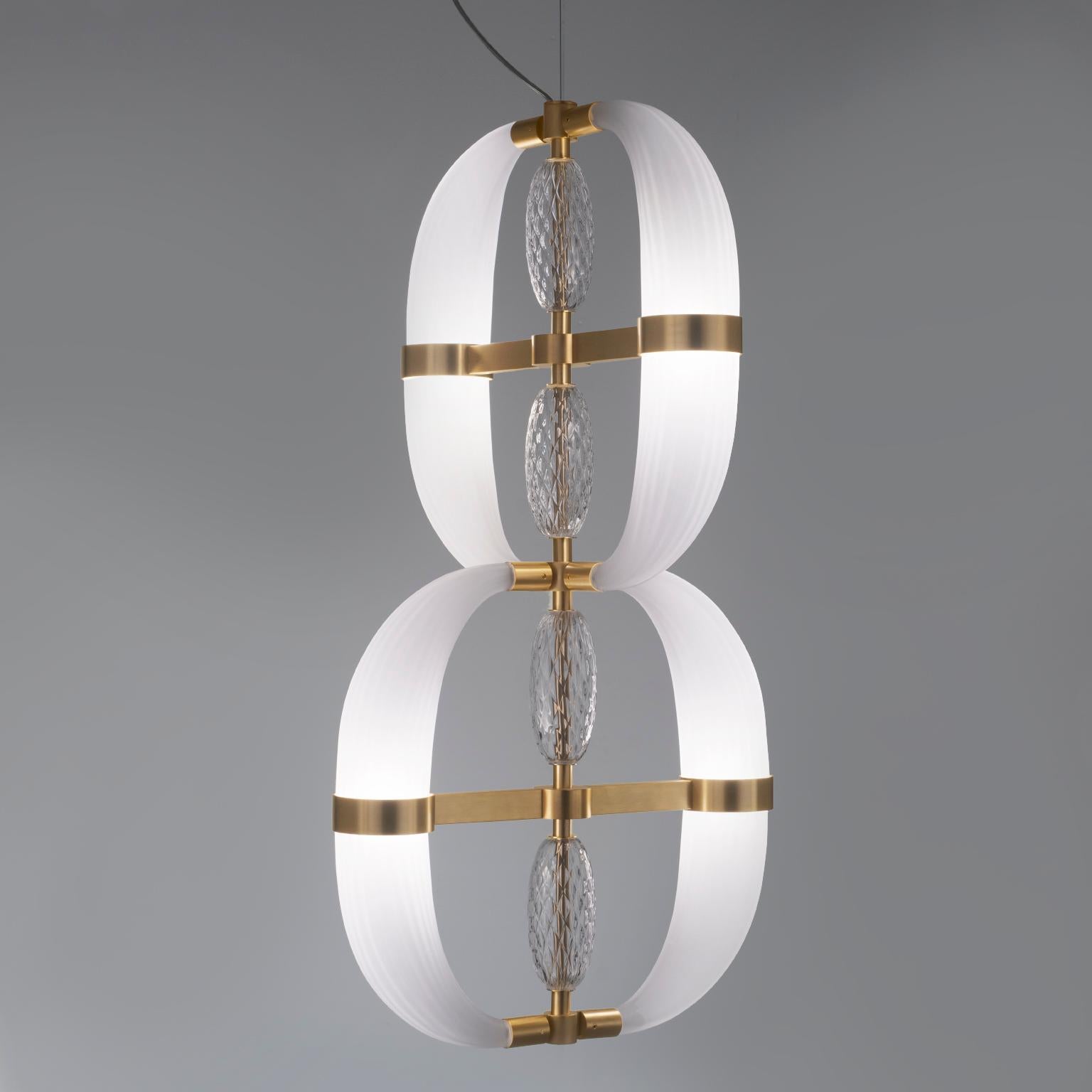 Modern 21st Century Coup de Foudre Satin Blown Glass Chandelier by Roberto Lazzeroni For Sale