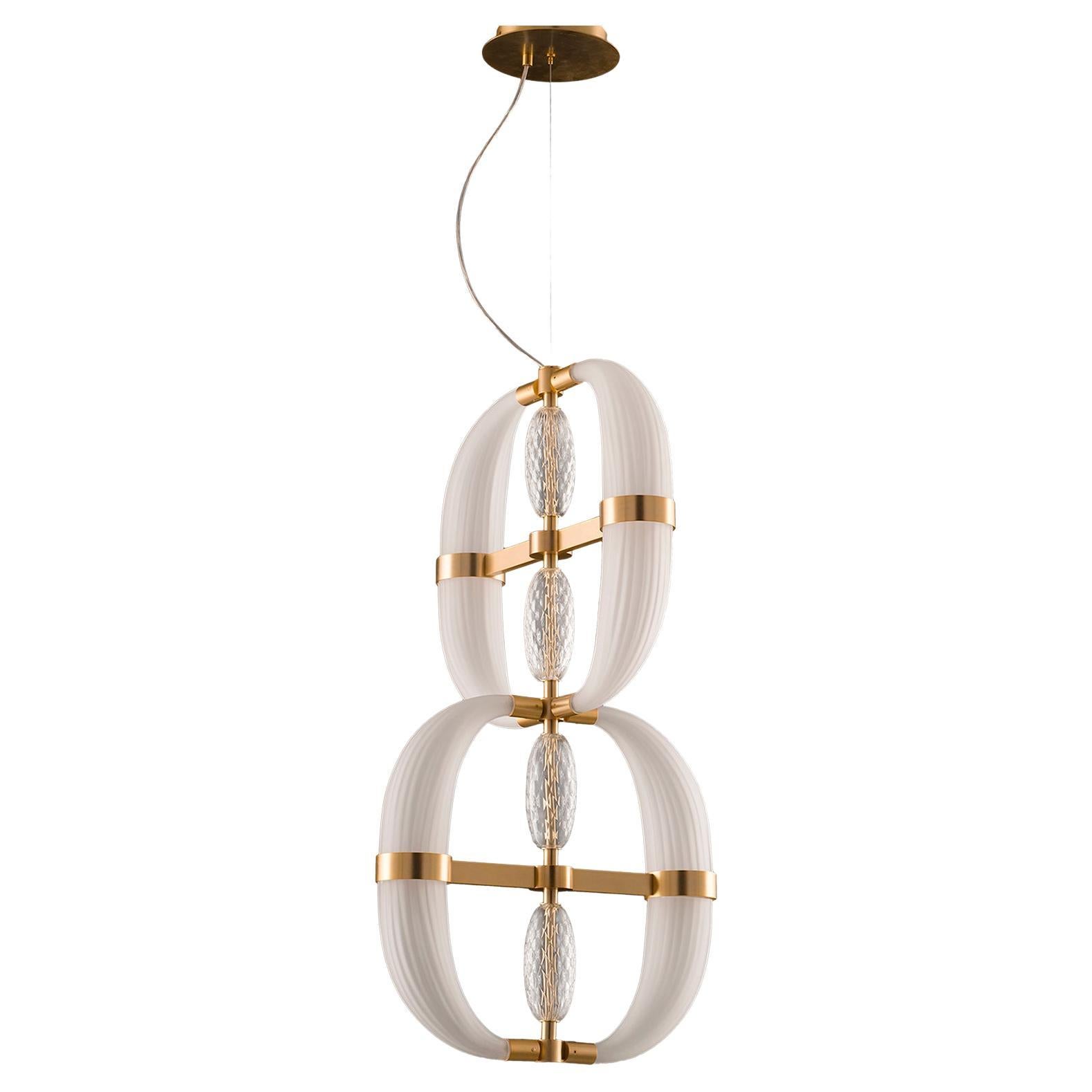 21st Century Coup de Foudre Satin Blown Glass Chandelier by Roberto Lazzeroni