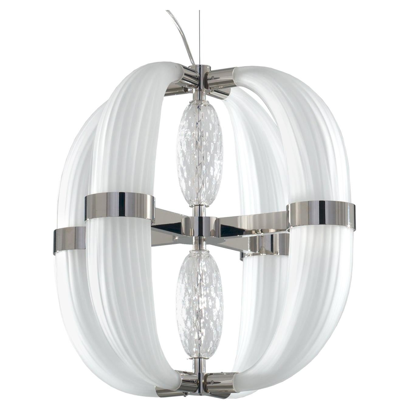 21st Century Coup de Foudre white blown glass chandelier by Roberto Lazzeroni 